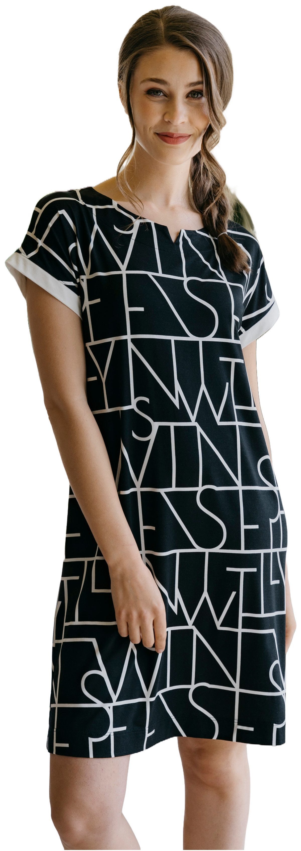 HUTSCHREUTHER Nachthemd Damen Schlafshirt modisch (1-tlg) Modisches Design