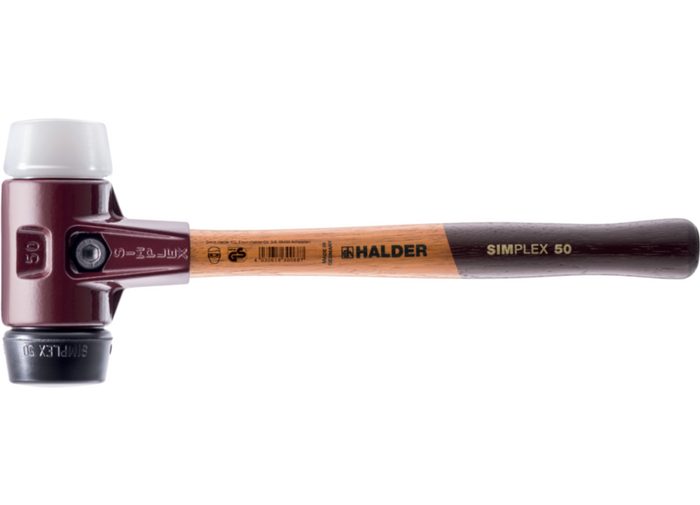Halder KG Hammer Simplex-Schonhammer mit Tempergussgehäuse Ø=60 mm schwarz/weiß