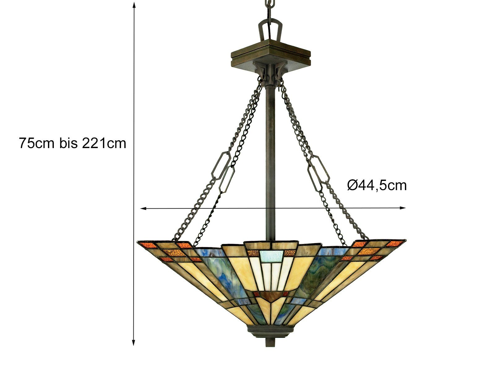 Ø44cm LED Pendelleuchte, wechselbar, Landhausstil & Lampe hängend warmweiß, Treppenhaus meineWunschleuchte LED Esstisch Tiffany über-n
