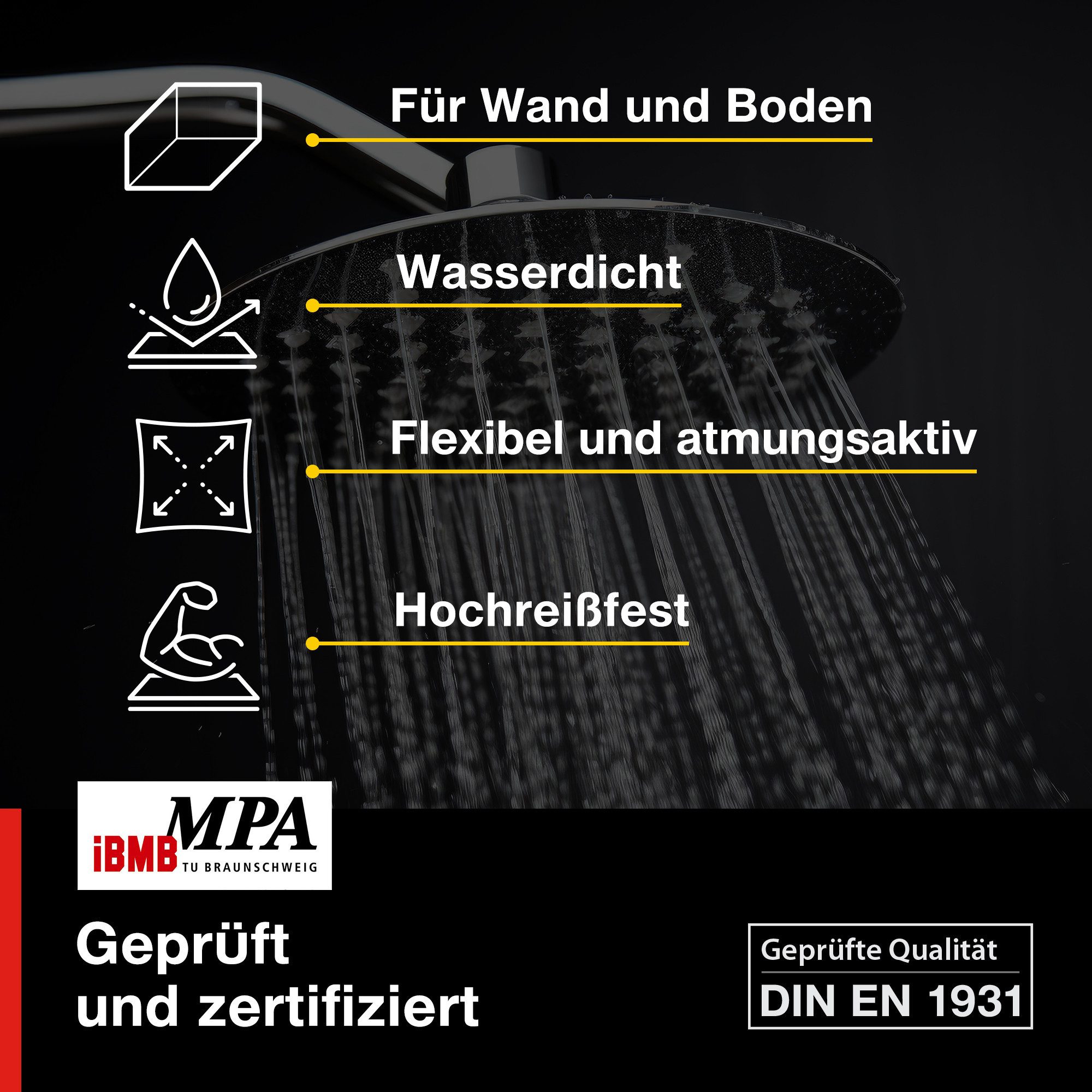 None Dichtband Isolbau 206B Bandset 50 m Dichtband Innenecken Wandmanschetten Toiletten Duschen Küchen Wasch- und Kellerräume Terrasse Balkone Sauna