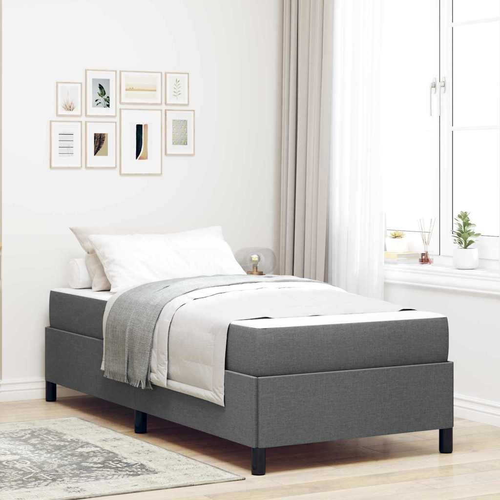 vidaXL Bett Boxspringbett Dunkelgrau 90 x 200 cm Stoff (1-tlg)