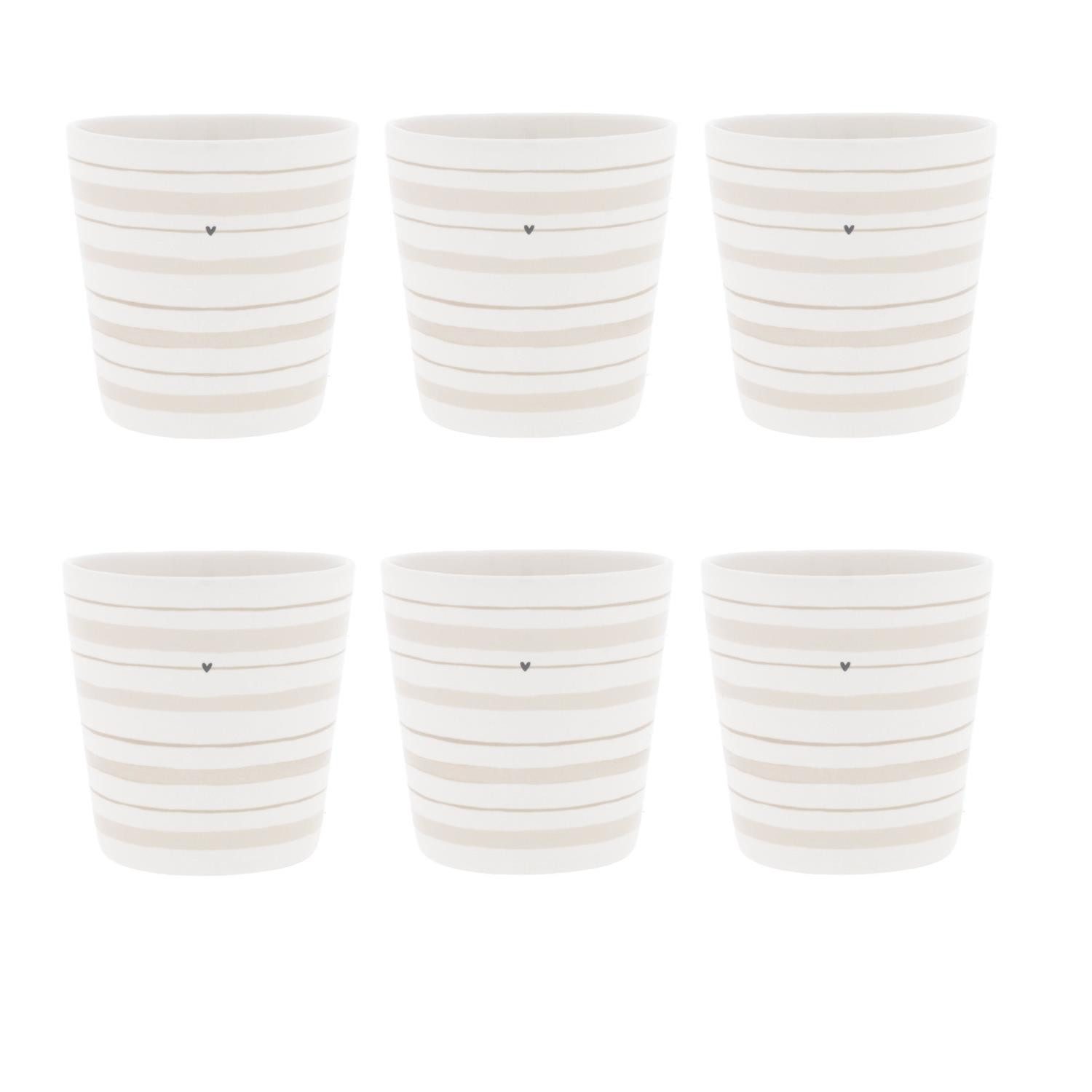 Bastion Collections Tasse, Keramik, Spülmaschinengeeignet, Weiß, Streifen, H: 9cm