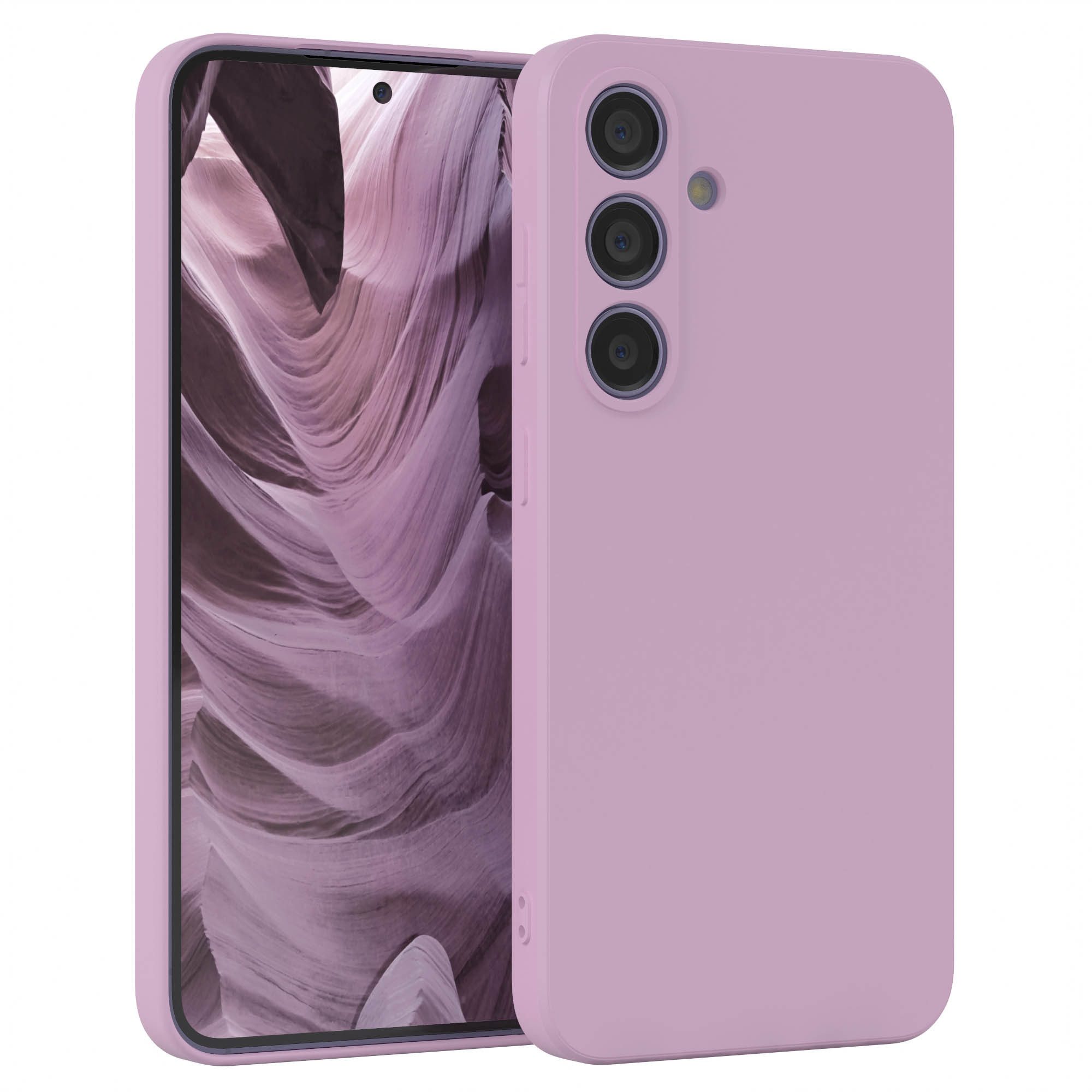 EAZY CASE Handyhülle für Samsung Galaxy S24 Hülle Silikon 6,2 Zoll, Hülle mit Kameraschutz Handycase Soft Smart Slimcover Lila / Flieder