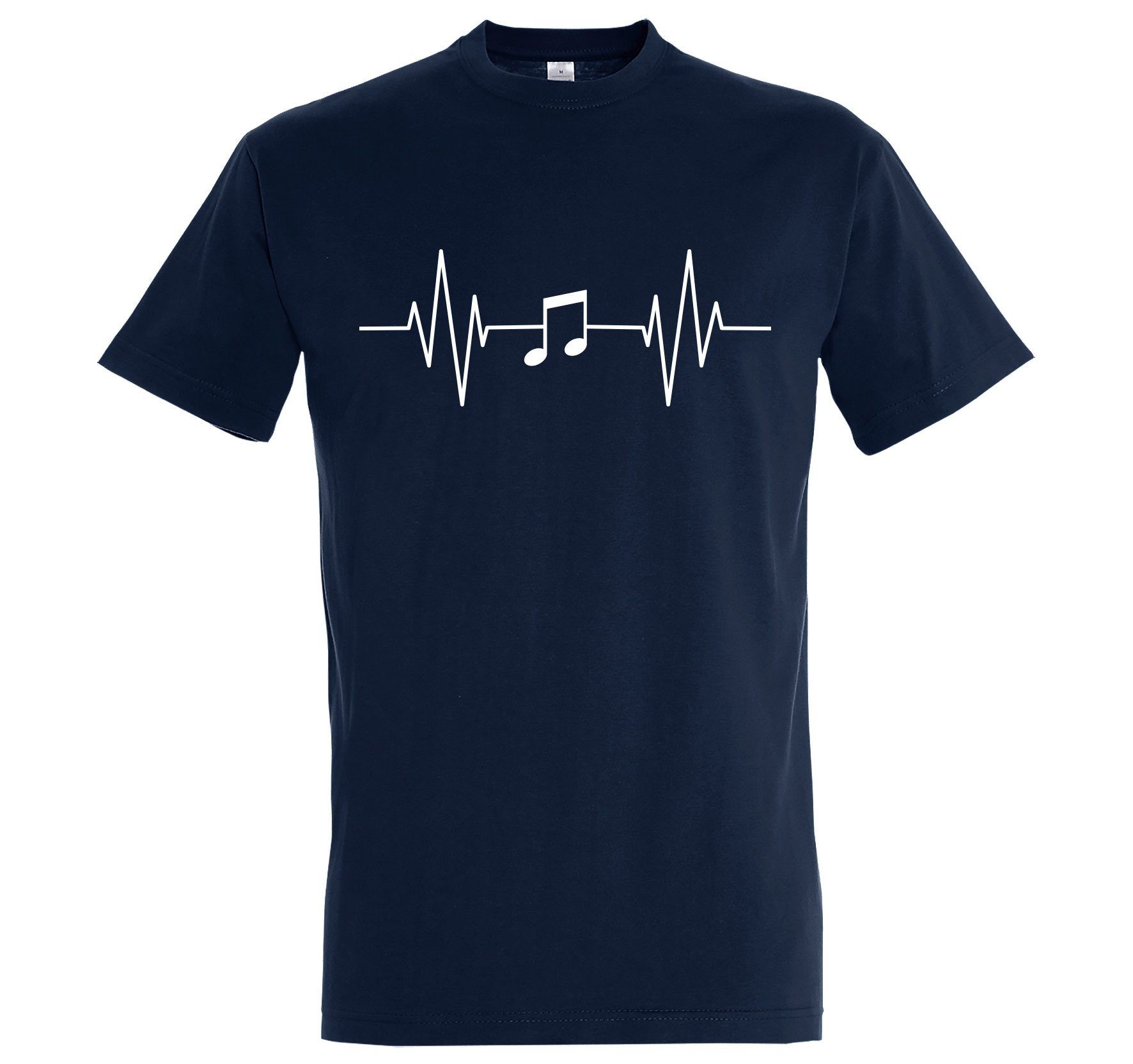 Youth Designz T-Shirt Heartbeat Musik Note Herren Shirt mit Music Frontprint Navy