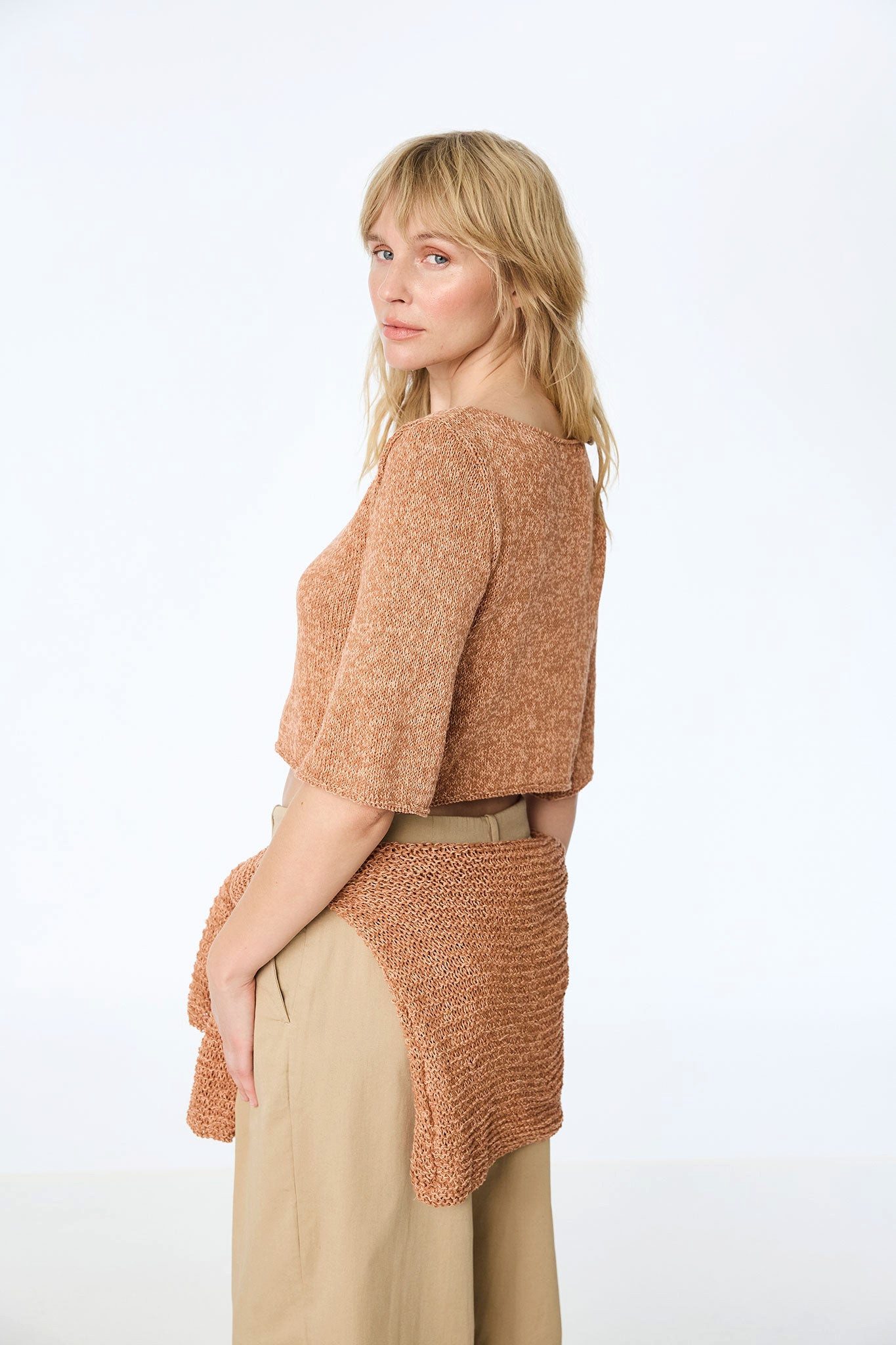 Himalaya Clothing Wolljacke Kurze Strickjacke Damen aus Baumwolle & edler Seide im Boxy Fit Baumwolljacke handgestrickt & atmungsaktiv