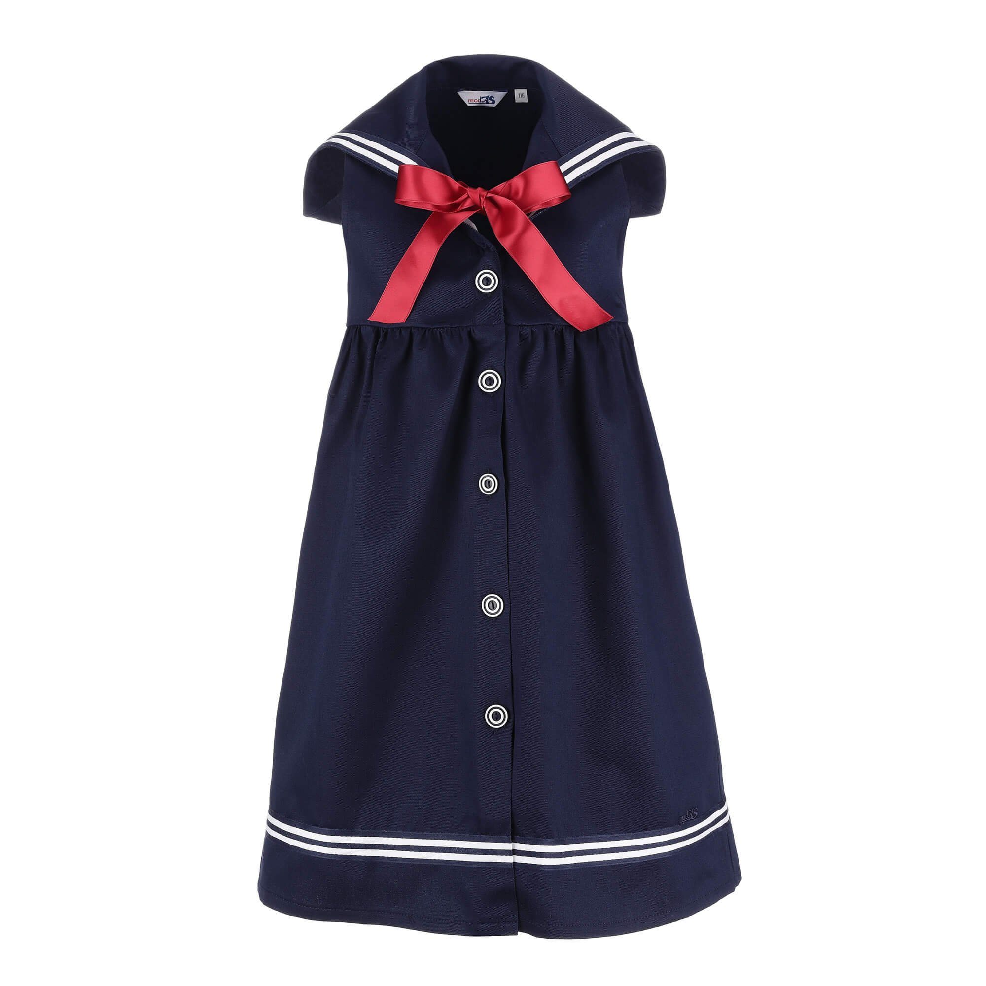 modAS Sommerkleid Kinder Matrosenkleid ärmellos - Maritimes Kleid mit großem Kragen (16) marine