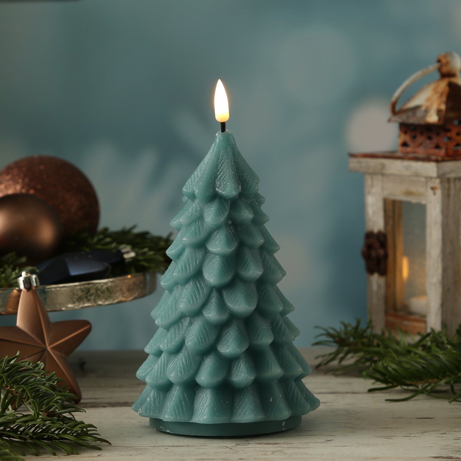 Deluxe Homeart LED-Kerze Tannenbaum Weihnachtsbaum Deluxe Echtwachs flacker günstig online kaufen