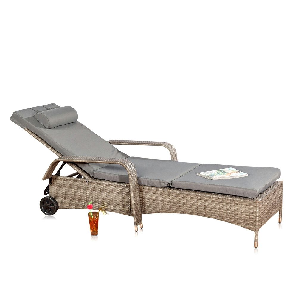 Mucola Gartenliege Rattan Sonnenliege Gartenliege Polyrattan günstig online kaufen