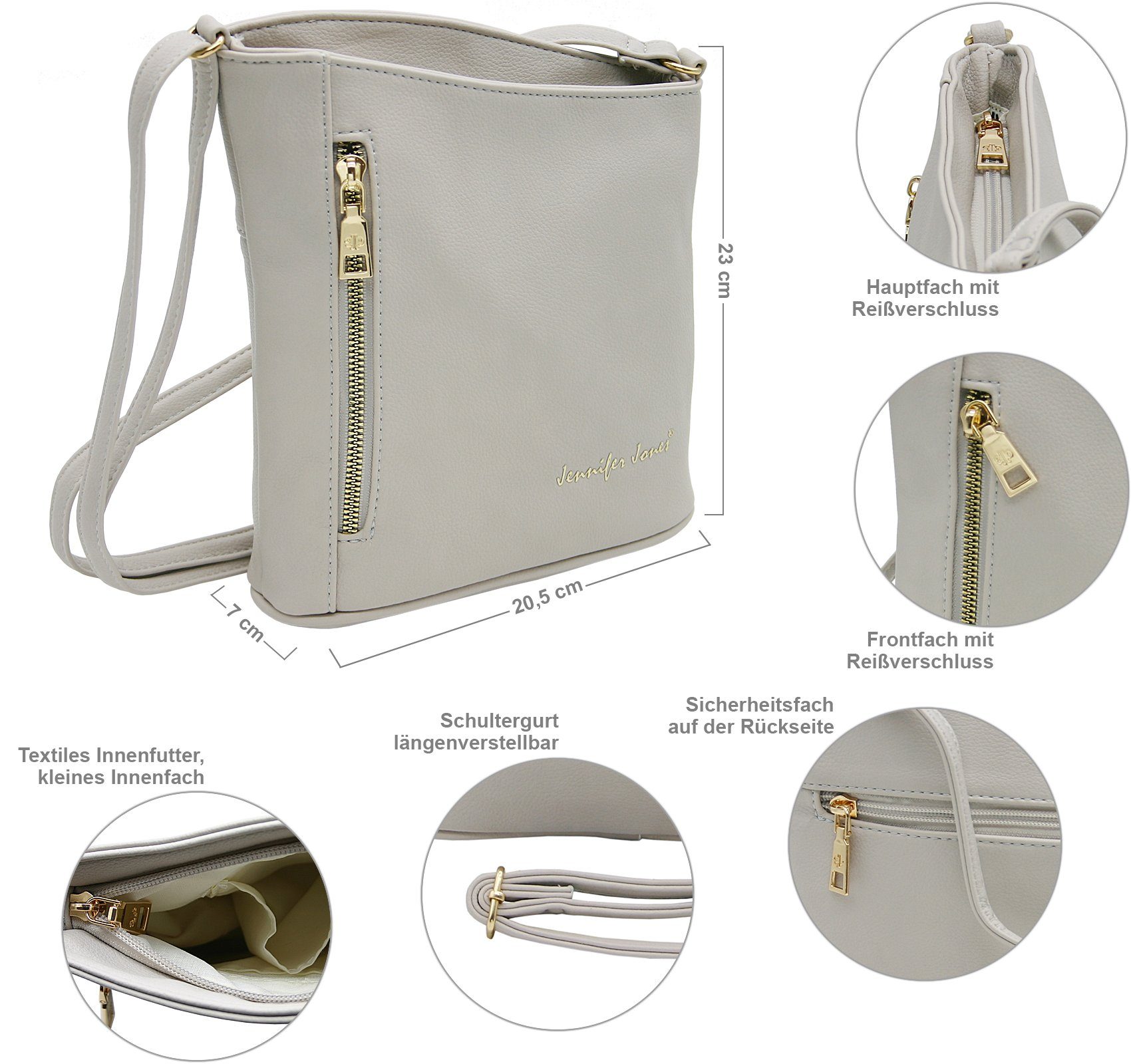 J JONES JENNIFER JONES Schultertasche Kleine Damen Umhängetasche, Eleganter Crossbody Bag