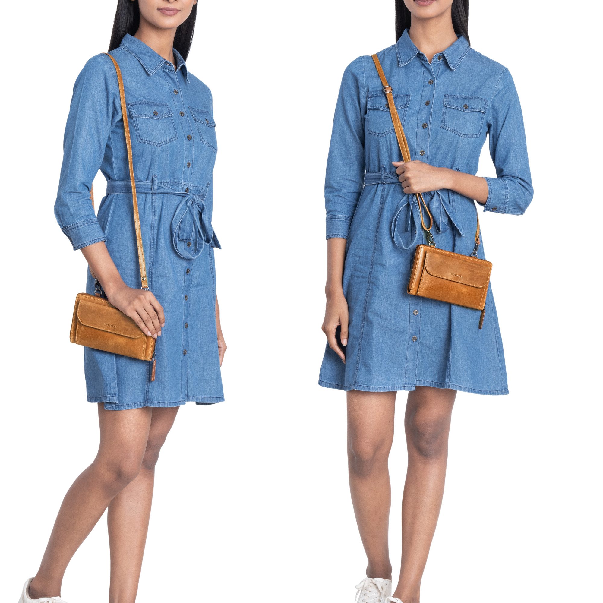 STILORD Geldbörse "Monica" 4 in 1 Leder Geldbörse mit Handyfach Schultertas günstig online kaufen