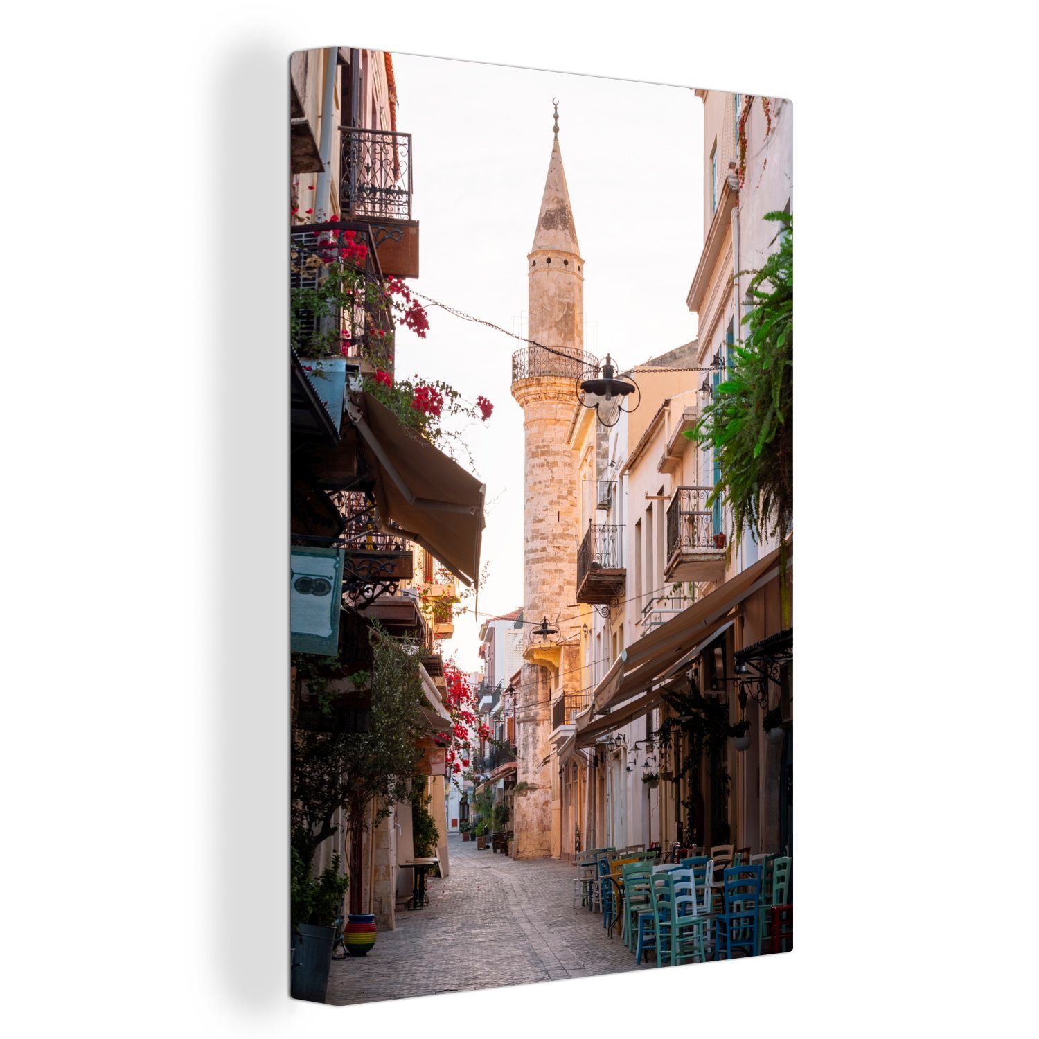 OneMillionCanvasses® Leinwandbild Kleiner Turm (1 an cm inkl. 20x30 Gasse St), fertig Gemälde, einer Leinwandbild in Chania, Zackenaufhänger, bespannt
