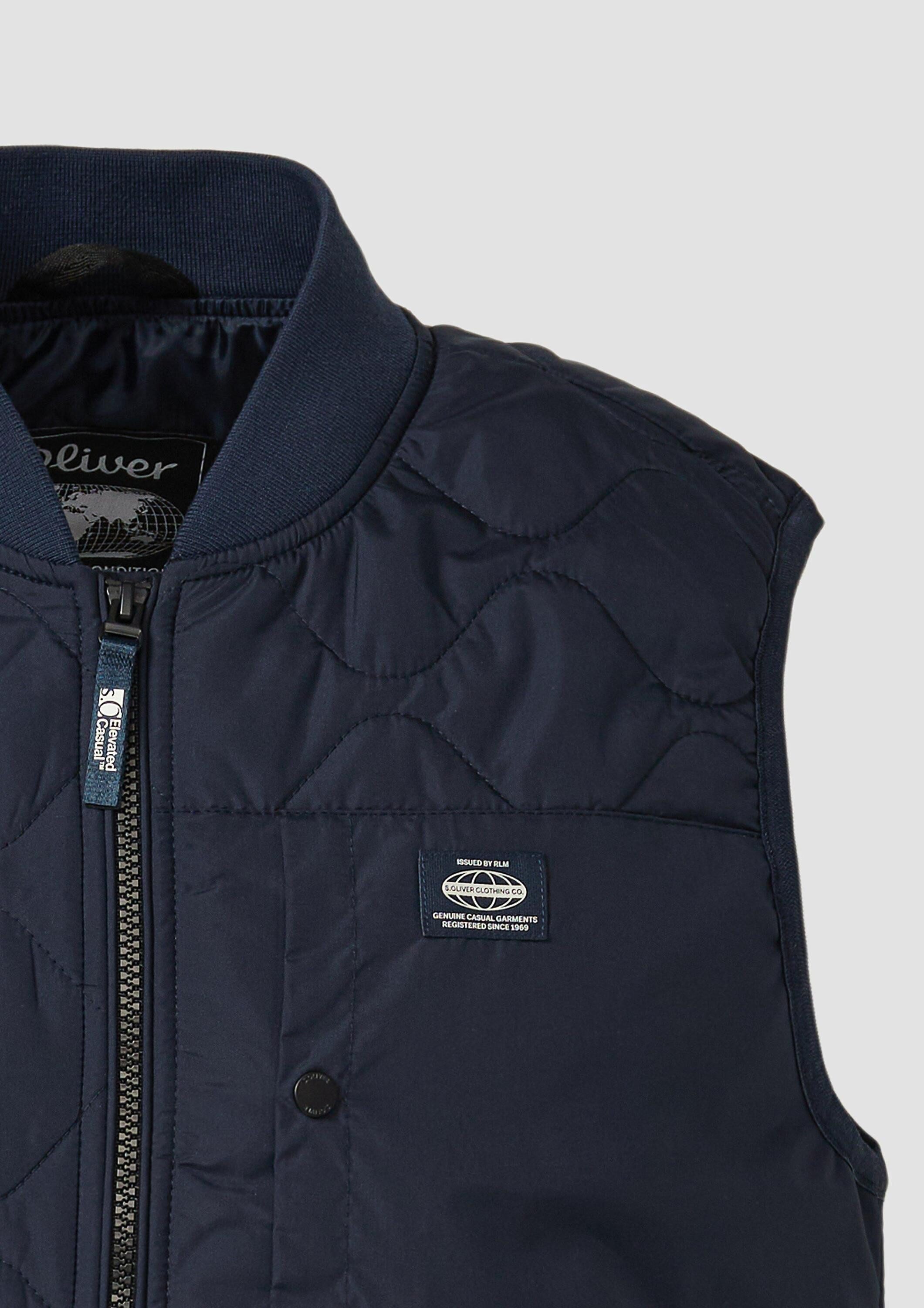 s.Oliver Outdoorjacke Outdoor-Weste Leichte Steppweste mit Bomberkragen im Workwear-Stil