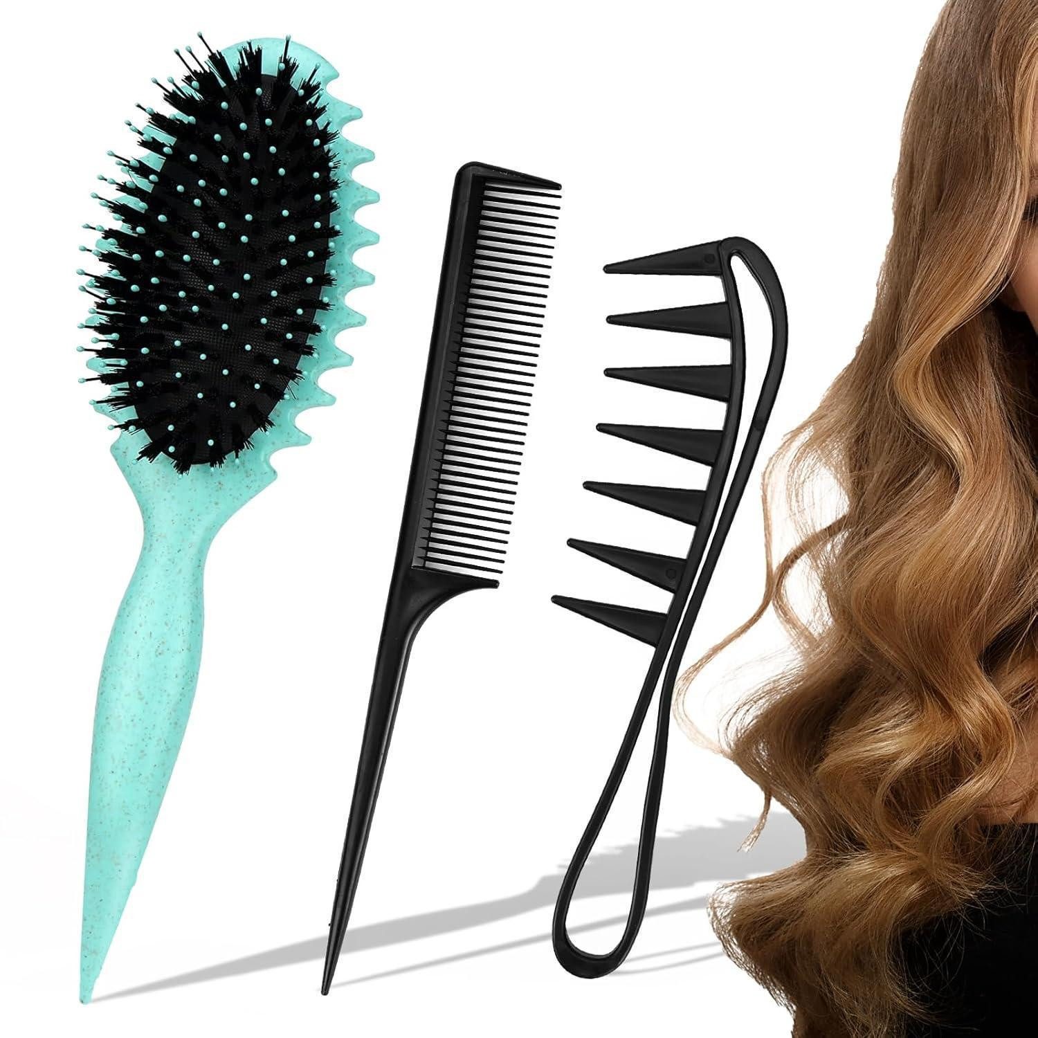 LuxusKollektion Stylingbürste Lockenbürste Haarkamm Set 3 tlg. Locken Entwirren Formen Definieren