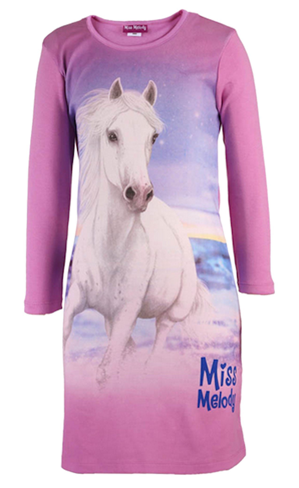 Melody Melody Langarm Pferdemotiv Miss rosa Miss (1-tlg) Interlock Nachthemd mit Nachthemd
