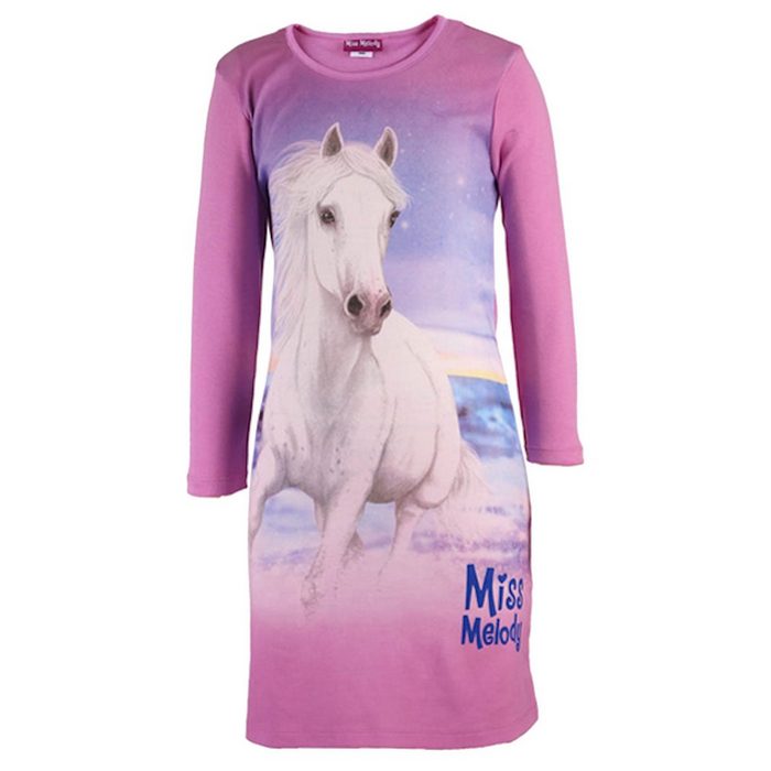 Miss Melody Nachthemd Miss Melody Nachthemd Langarm rosa mit Pferdemotiv Interlock (1-tlg)
