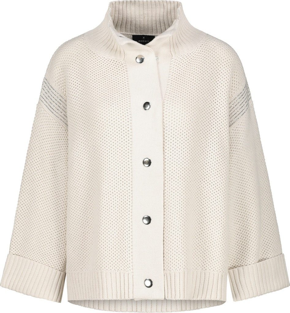 Monari Wolljacke Strickjacke Mit dekorativem Wabenmuster und modernem Stehk günstig online kaufen