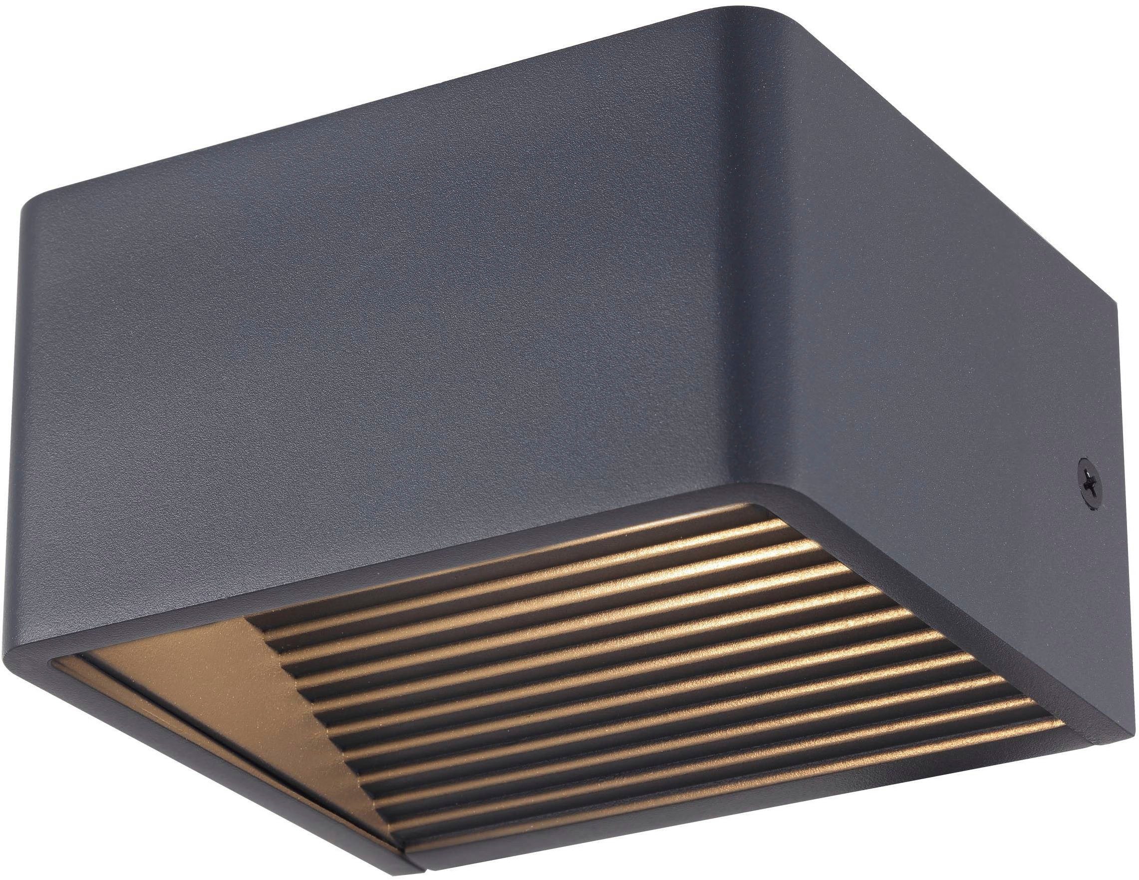 EGLO Wandleuchte Doninni Außen-Wandlampe, Außenlampe, Aluminium und Kunststoff, IP44, LED fest integriert, Warmweiß, Wand-/Deckenleuchte - L13,5 x B12 x H7,5 cm - anthrazit - 6,2W inkl.