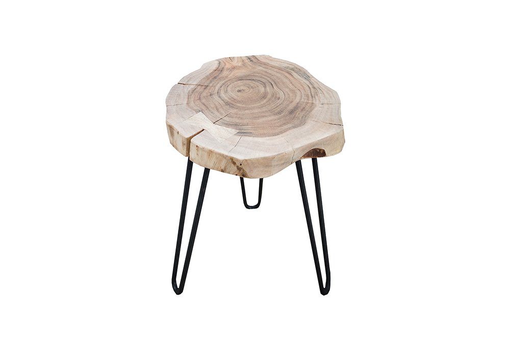 riess-ambiente Beistelltisch GOA Ø40cm natur/schwarz - Akazie, Baumstamm, Metall, Hairpin Legs (Einzelartikel, 1-St), Runde Baumscheibe - ideal für Wohn-, Ess- & Schlafzimmer oder TV-Ecke