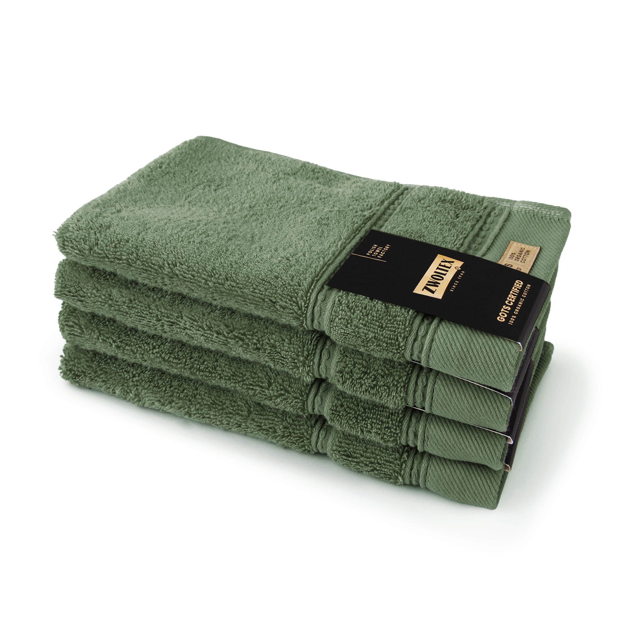 Zwoltex Handtücher 650g/m² weiche Gästetücher Set saugstark Baumwolle Grün, (GOTS Bio Baumwolle OEKO-TEX zertifiziert Gästetücher 4x30x50), Besonders flauschige Oberfläche für angenehme Nutzung im Alltag