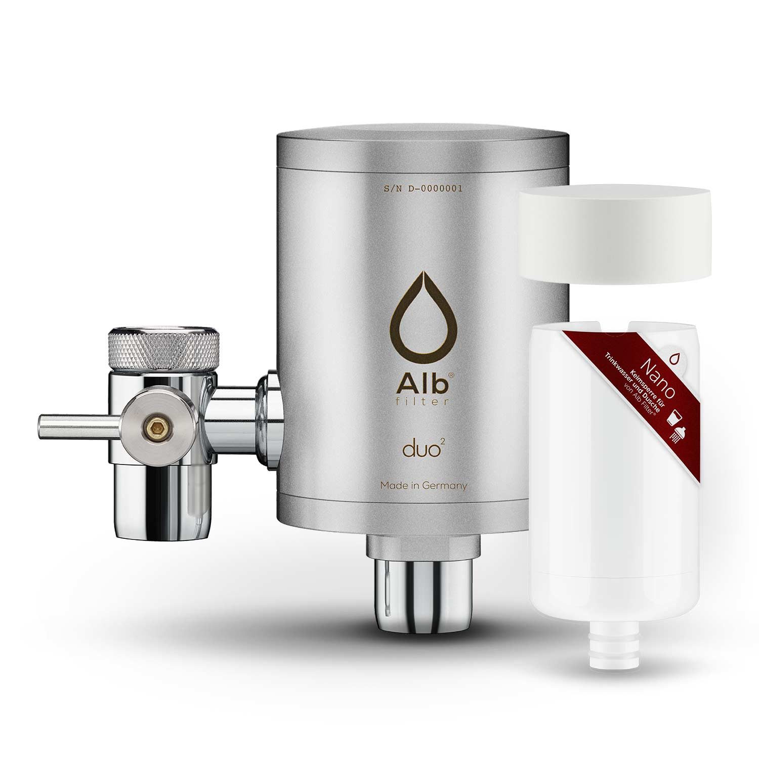 Alb Filter Wasserhahnfilter Duo Nano Wasserhahnfilter, gegen Bakterien, Legionellenschutz, zertifiziert, Made in Germany