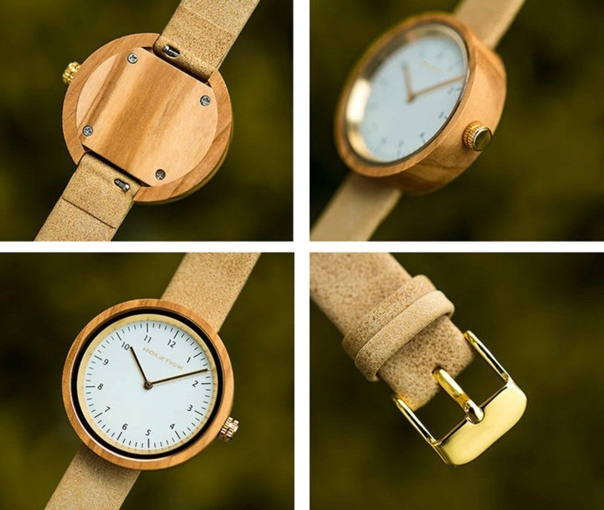 Holztick Bavaria Quarzuhr Ottilie OTTILIE, schöne Damenuhr aus Olivenholz gefertigt - ohne Sekundenzeiger