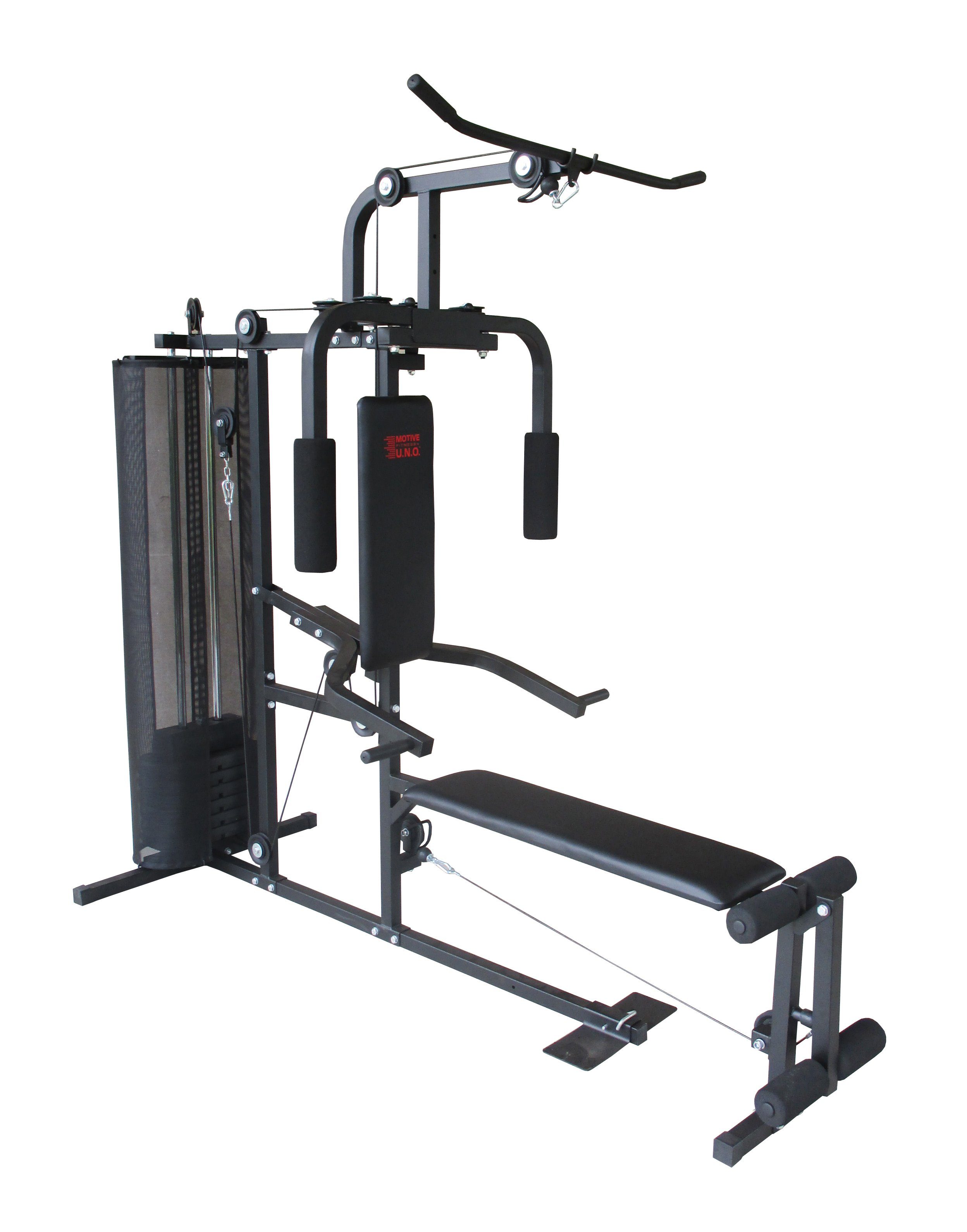 MOTIVE FITNESS by U.N.O. Kraftstation Multi-Gym Hercules, 7 Gewichtsblöcke (Butterflystange, Ruderfunktion und mehr), max. Benutzergewicht 125 kg, max. Trainingsgewicht 37,5 kg