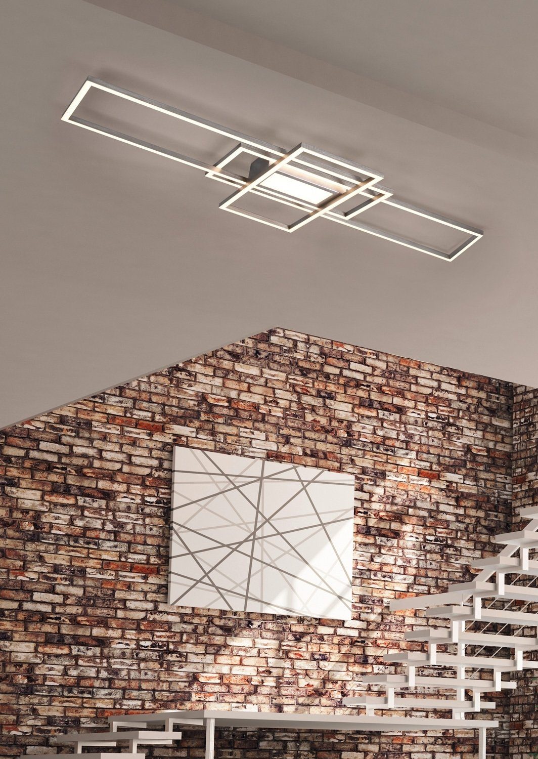 TRIO Leuchten LED Deckenleuchte IRVINE, 1-flammig, B 105 x T 42 cm, Metall, Anpassung der Farbtemperatur, Dimmfunktion, Memoryfunktion, Nachtlichtfunktion, LED fest integriert, Neutralweiß, Tageslichtweiß, Warmweiß, mit Fernbedienung