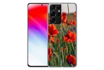 MuchoWow Handyhülle Blumen - Mohnblumen - Natur - Rot, Phone Case, Handyhülle Samsung Galaxy S21 Ultra, Silikon, Schutzhülle