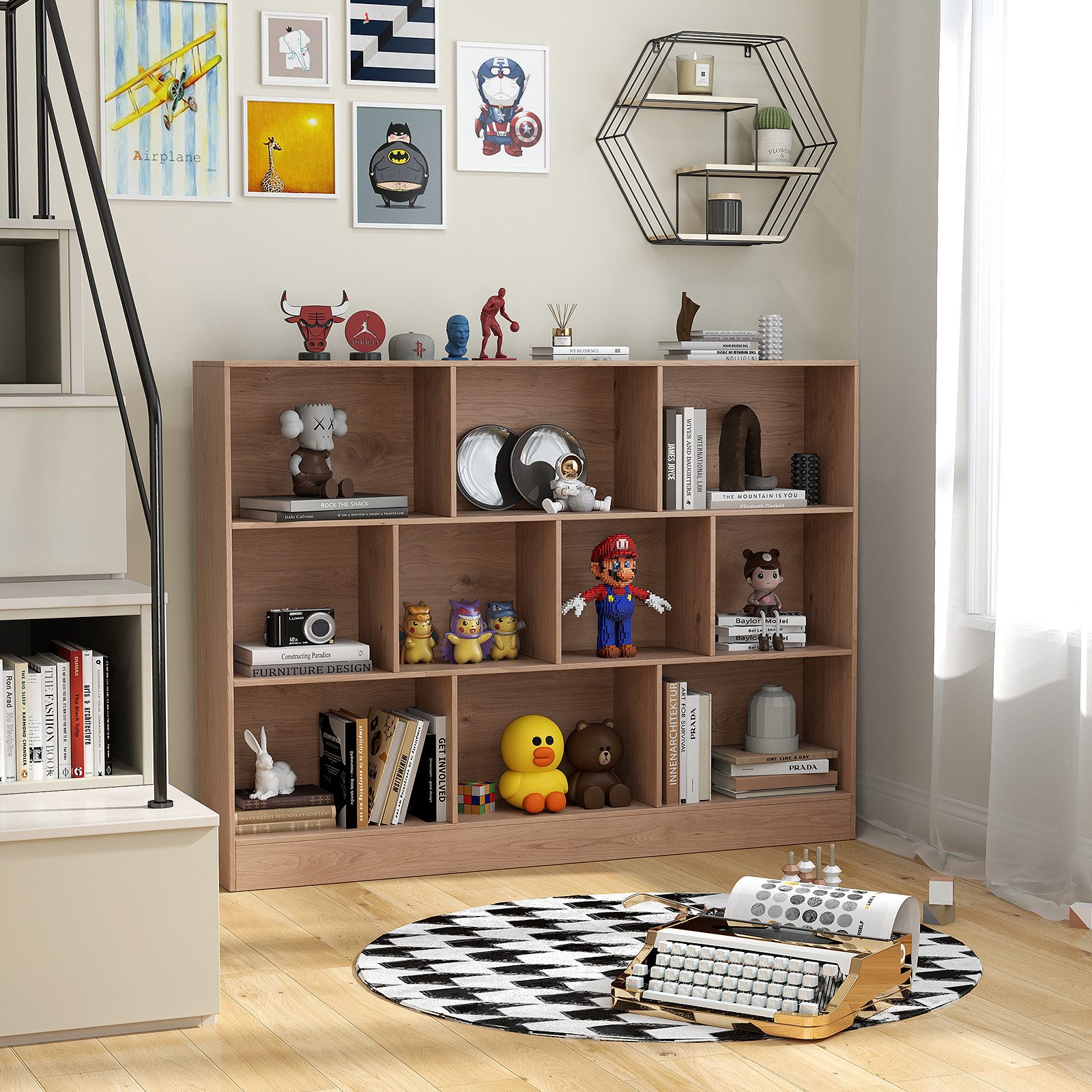 COSTWAY Bücherregal, Standregal, 3 Ebenen, 10 günstig online kaufen