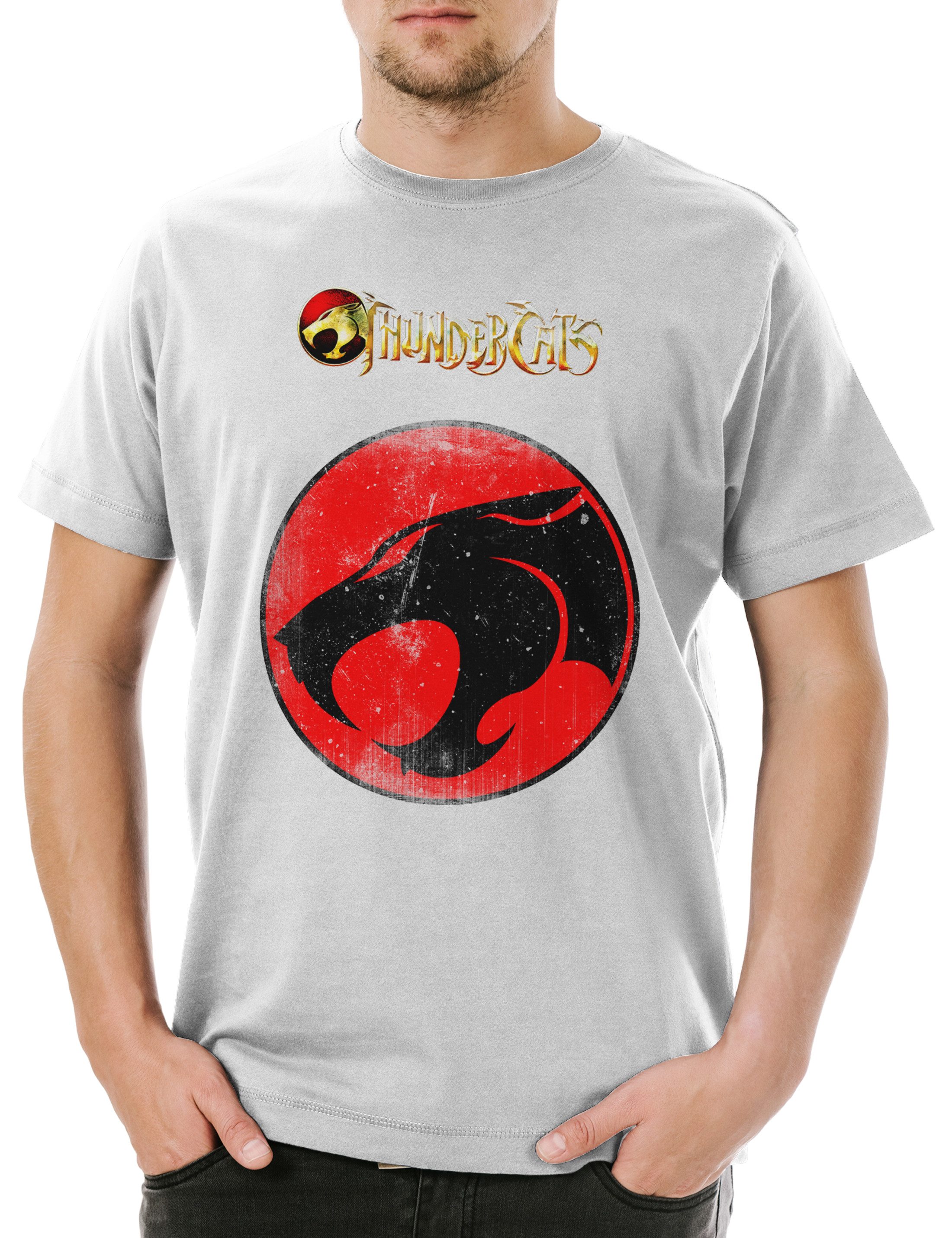 Print-Shirt Vintage Mechanic Cat Logo Herren T-Shirt Thundera Kult Thundercats
