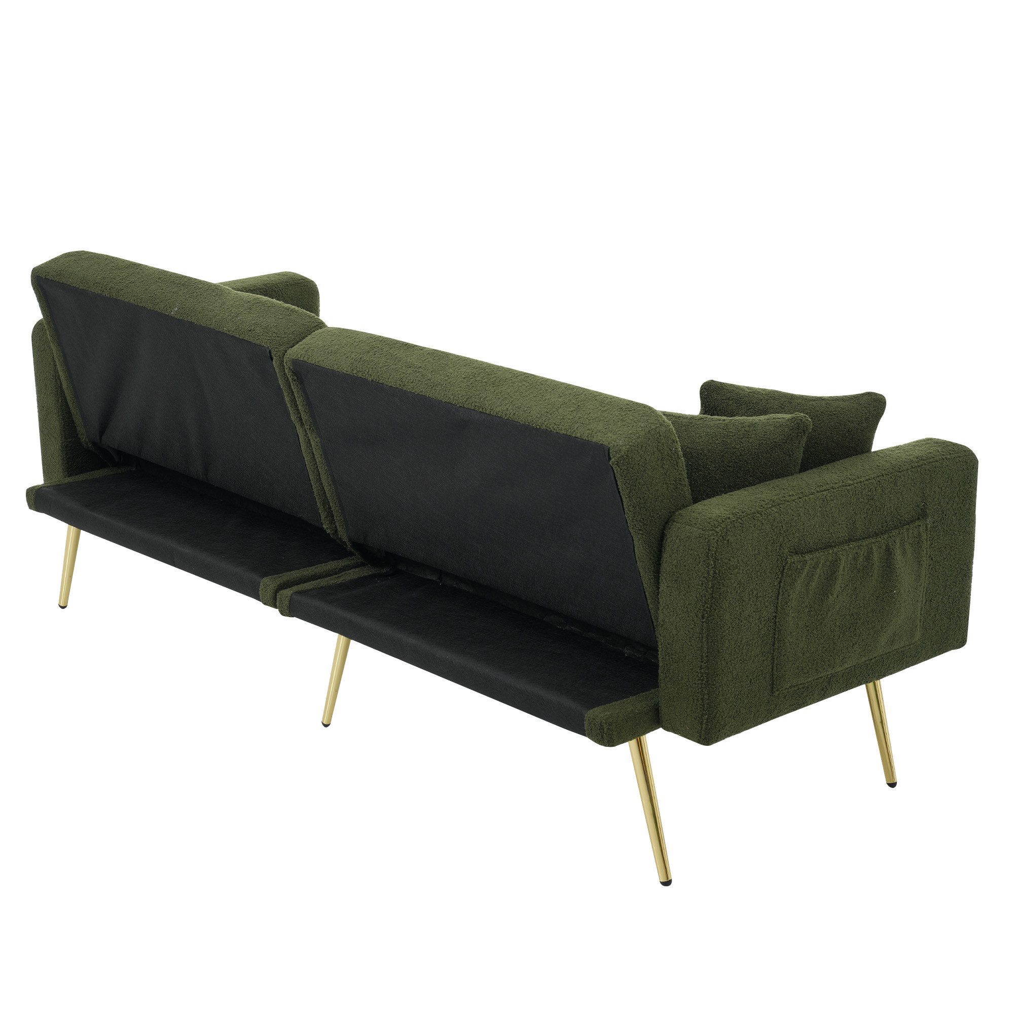 BlingBin Schlafsofa Big-Sofa Loungesofa Länge 175CM, 1 Teile, Schlafsofa mit Sherpa-Stoff und Schwammfüllung