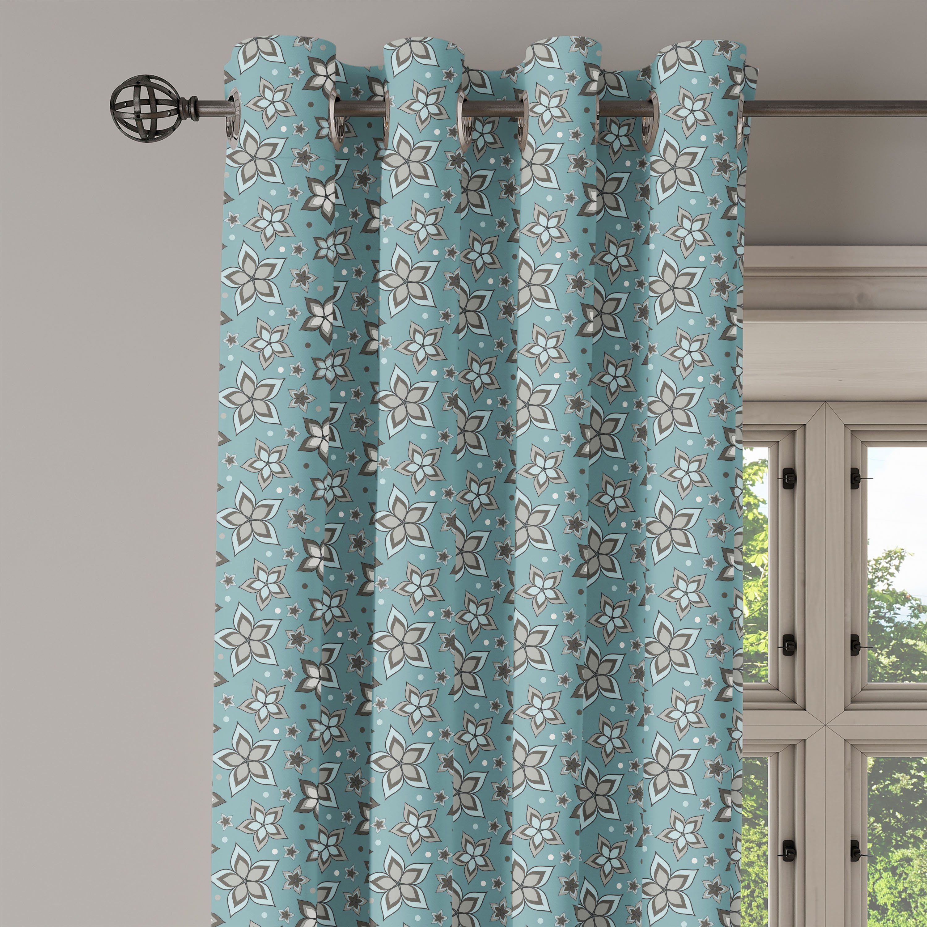 Motiv Dekorative Gardine für Schlafzimmer Wohnzimmer, Abakuhaus, Blume Bouquet Botanik 2-Panel-Fenstervorhänge