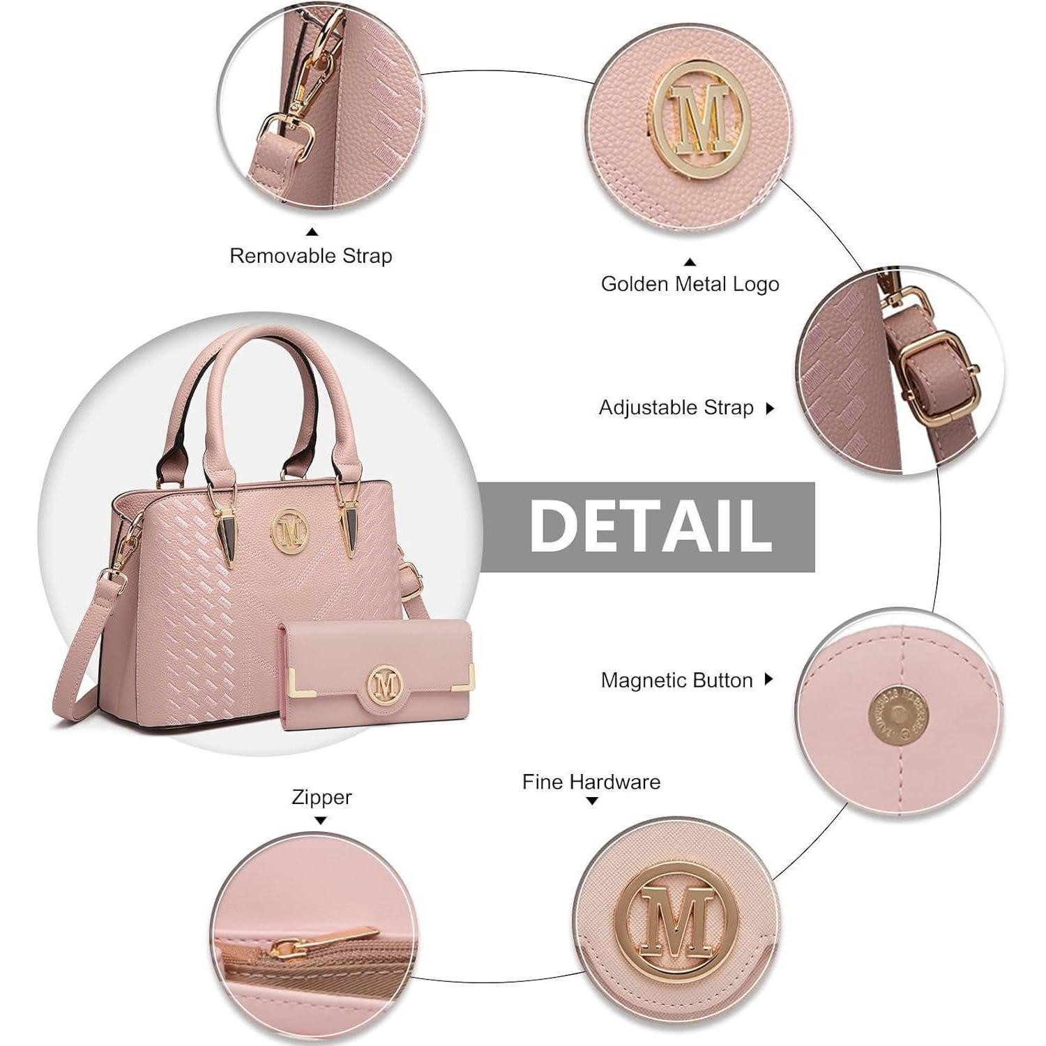 LuxusKollektion Handtasche Damen Handtasche Mittelgroß Shopper Set Rosa mit Geldbörse