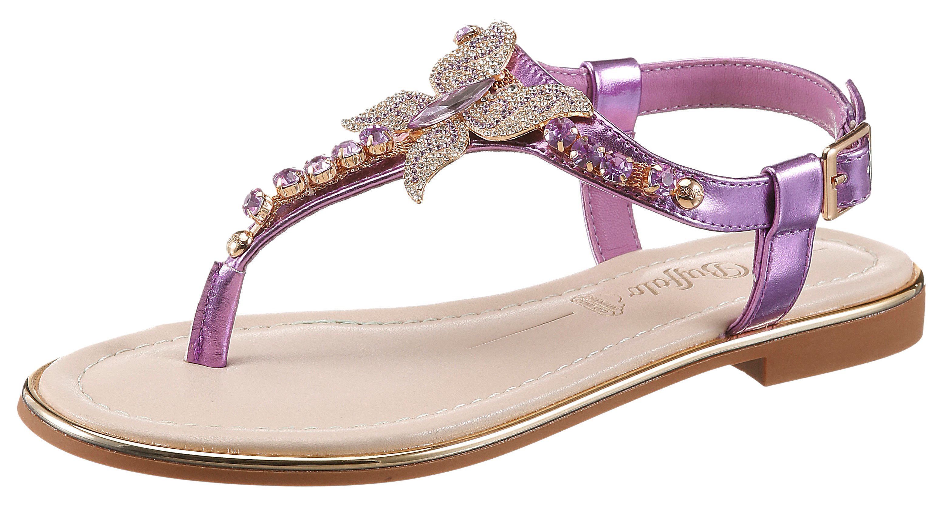 Buffalo Riemchensandale Sommerschuh, Zehentrenner mit funkelnden Schmucksteinen besetzt