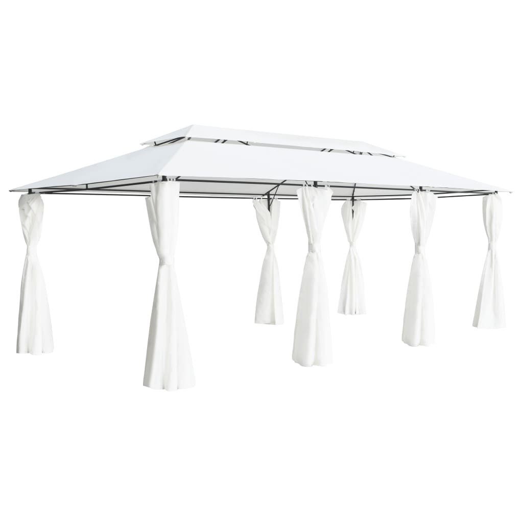 vidaXL Partyzelt Pavillon mit Vorhängen 600x298x270 cm Weiß 180g/m²