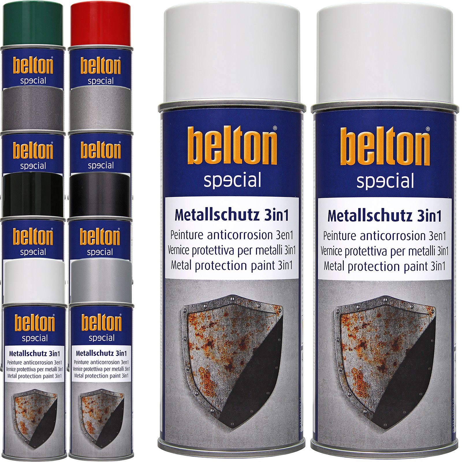 belton Metallschutzlack 2 x 400 ml Schutzlack Anti-Korrosion Rostschutzlack, 3in1 Farbe nach Wahl Reinweiß