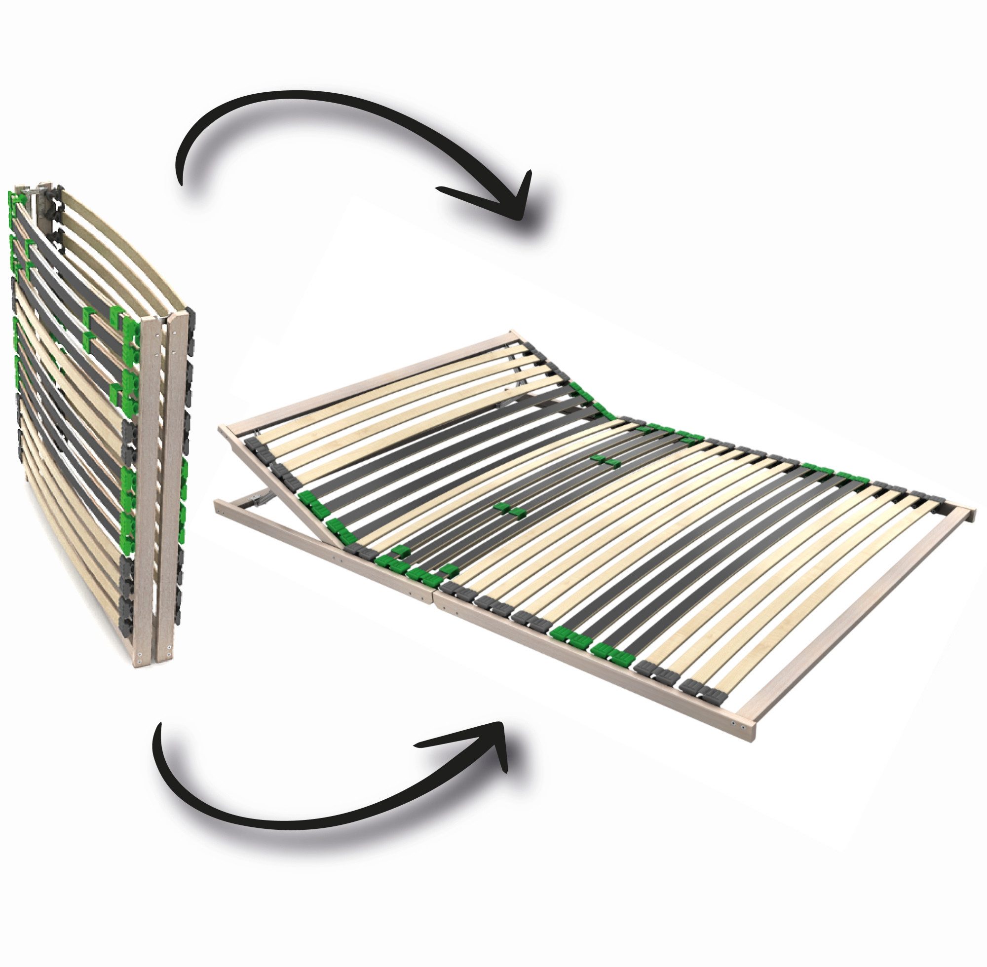 Lattenrost Lattenrost 120x190 verstellbar - FlexSTAR, Lattenrost2go, Kopfteil manuell verstellbar, Fußteil nicht verstellbar, fertig montiert, Kopfteil und Härtegrad einstellbar, Duo-Kappen