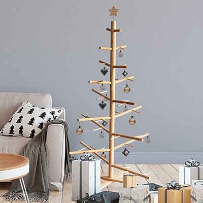 boho living® Echter Weihnachtsbaum Pine-XMAS, nachhaltiger Weihnachtsbaum, massives Kiefernholz, inkl. Stern als Tannenbaumspitze