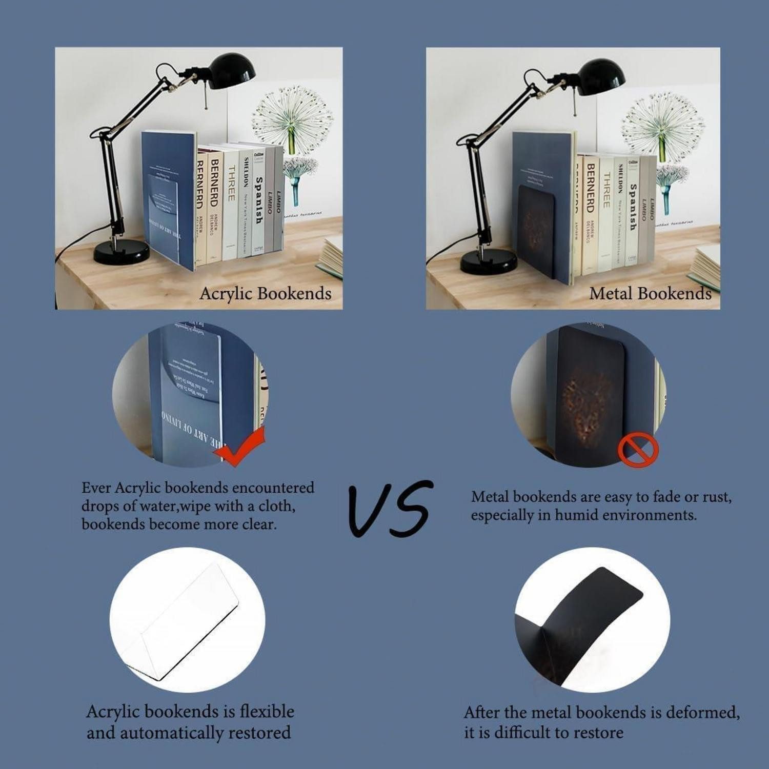 LuxusKollektion Buchstütze Buchstützen Acryl Transparent Bücherhalter Bookends Regal Bücherhalter