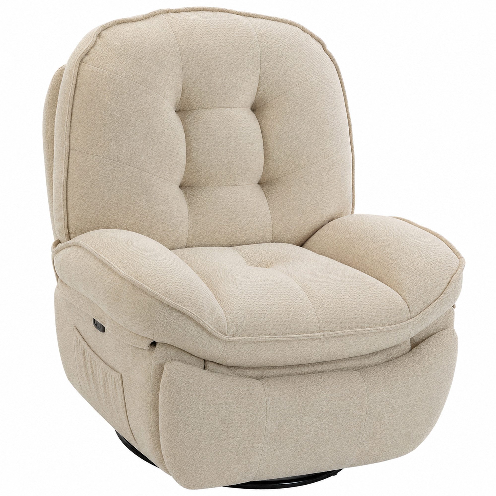 HOMCOM Relaxsessel Chenille-Sessel mit Fußstütze (Set, 1-St., Ruhesessel), 360° drehbar, wippend, bis 145° neigbar – Bild 2 von 5