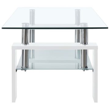 furnicato Couchtisch Weiß Transparent 95x55x40 cm Hartglas