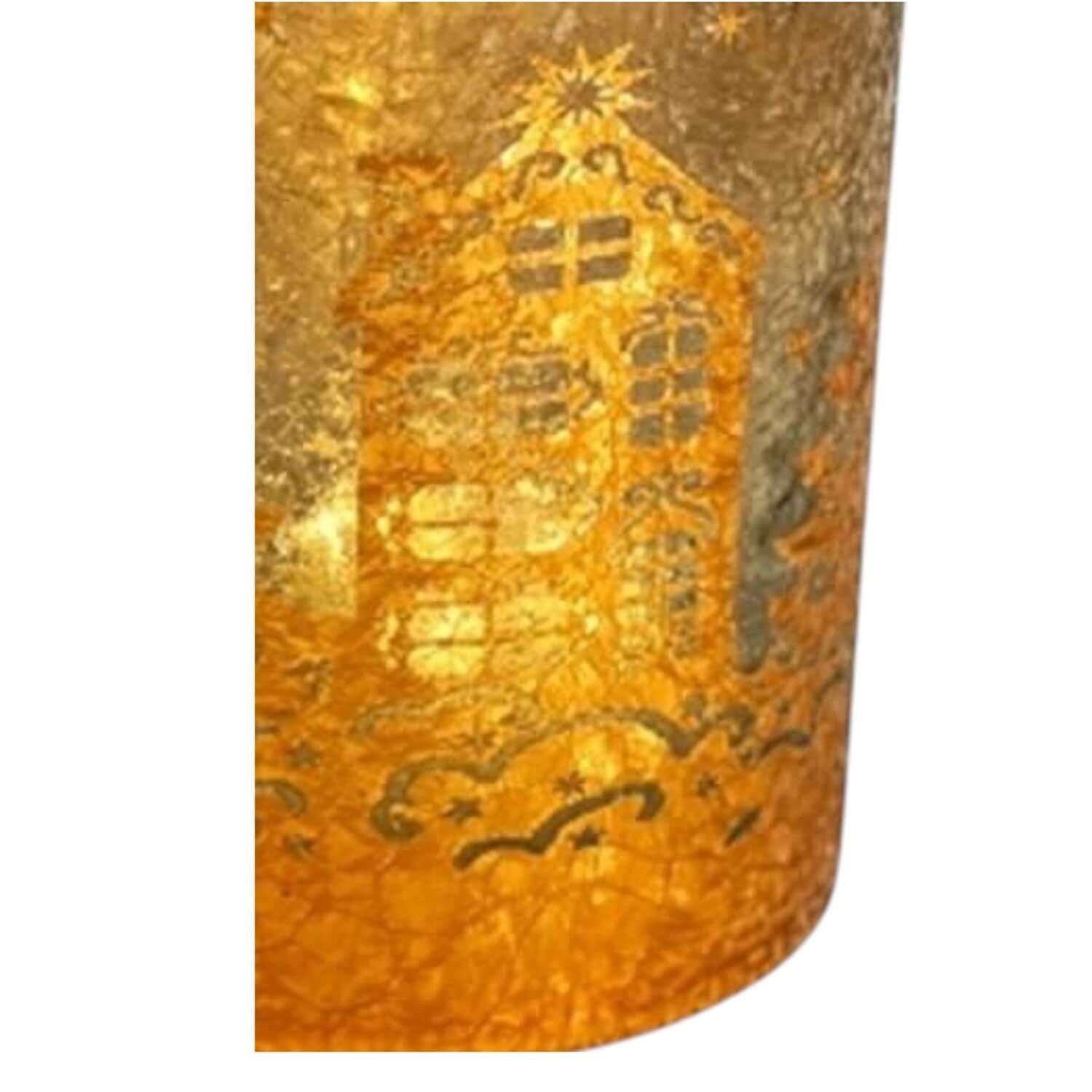 degawo Teelichthalter Windlicht Glas, Gold, festliche Dekoration mit weihnachtlichen Motiven (1 Windlicht)