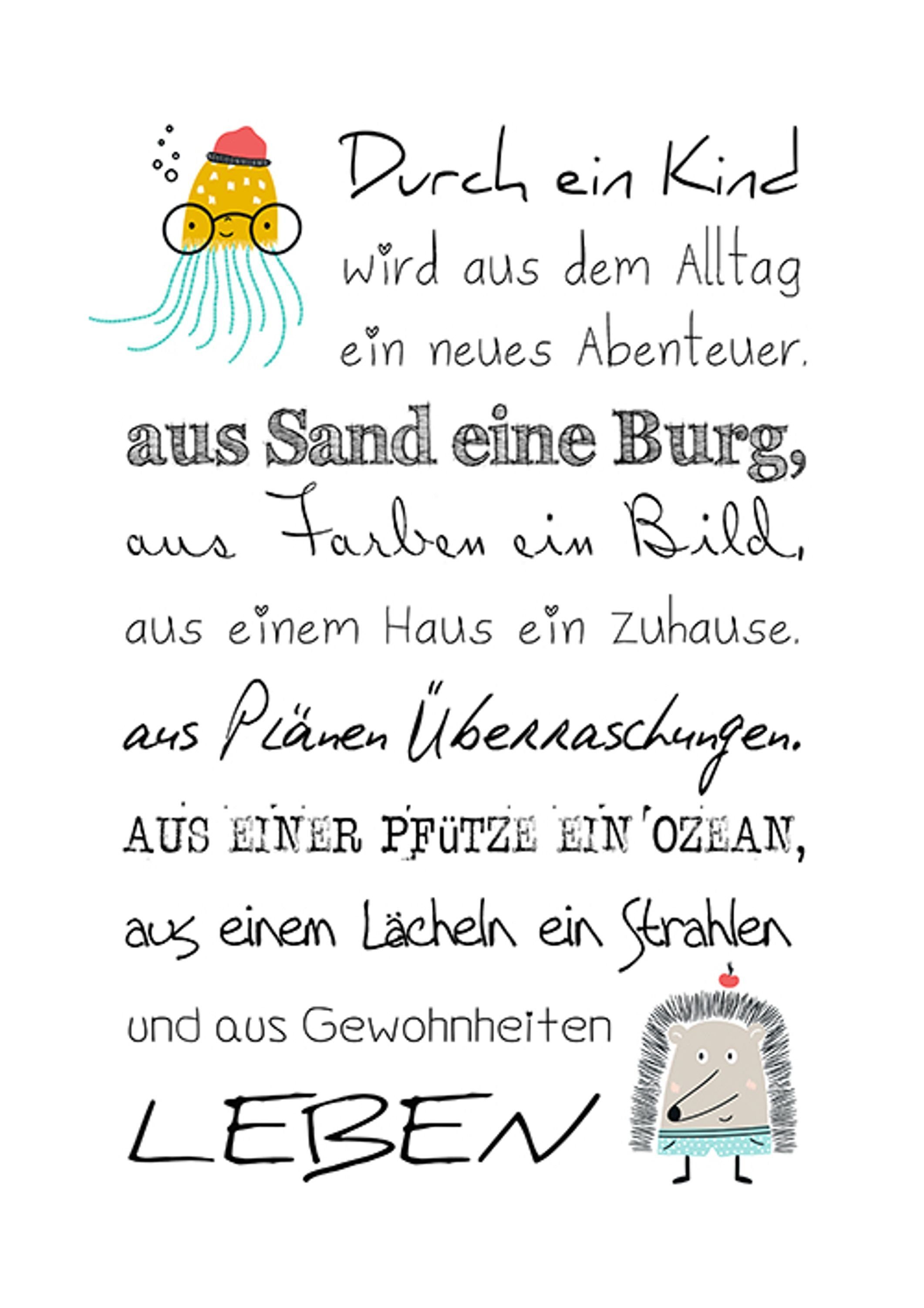 Kind Poster Kinderzimmer-Deko Zitate mit und Baby Poster Geburt Kind und artissimo Babyzimmer, DinA4 Spruch Sprüche: Sprüche