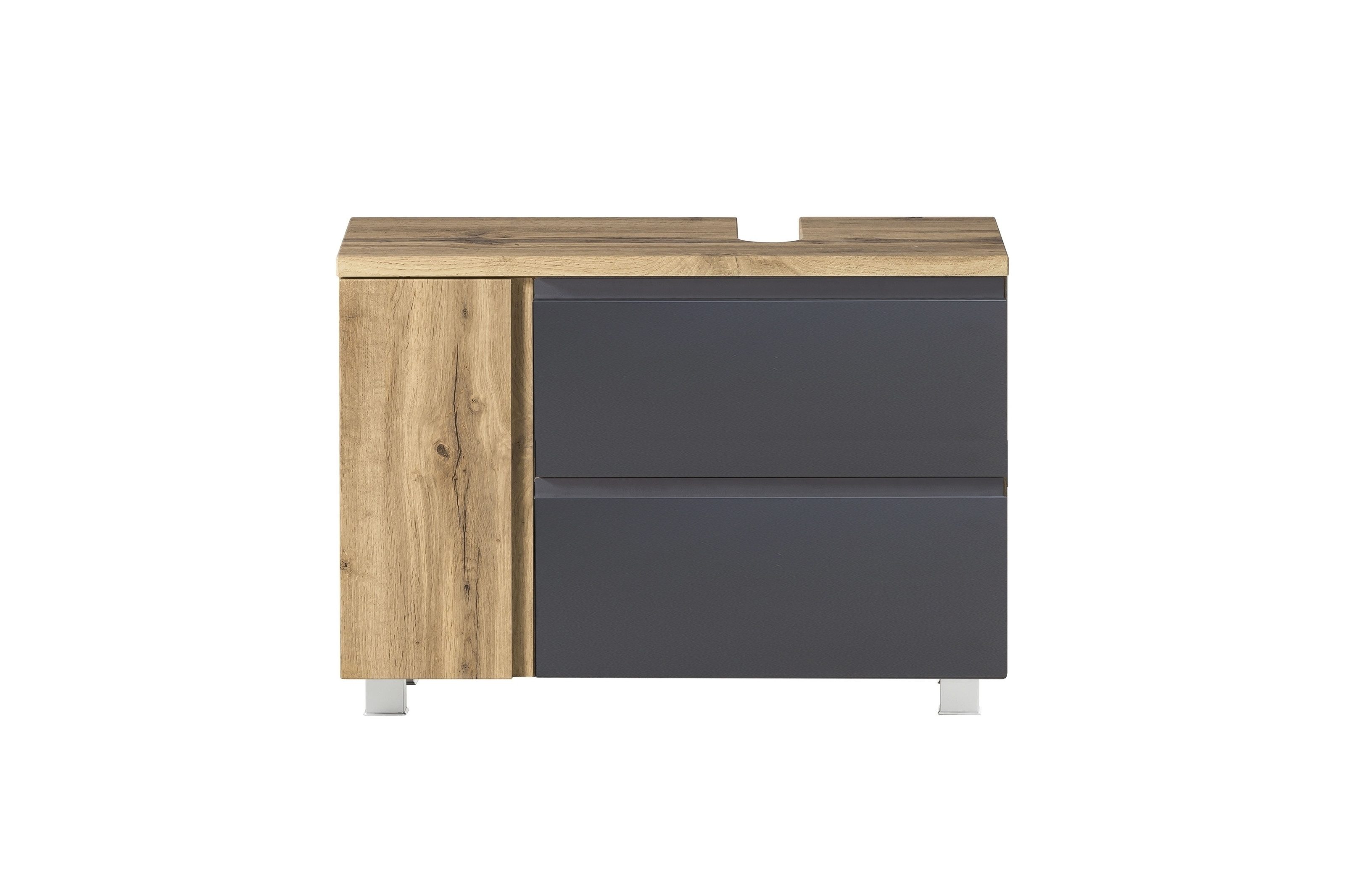 HELD MÖBEL Waschbeckenunterschrank in grau, Wotaneiche, MDF - 85x54x35cm (BxHxT)