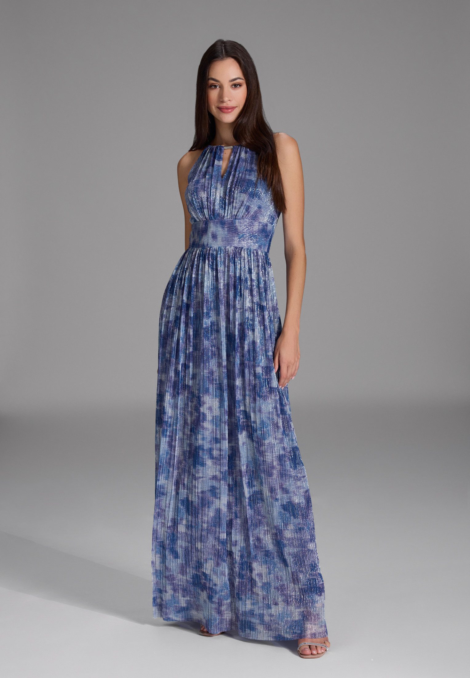 SWING Abendkleid - Abendkleid aus bedrucktem Plissee Jersey Taillierte Pass günstig online kaufen