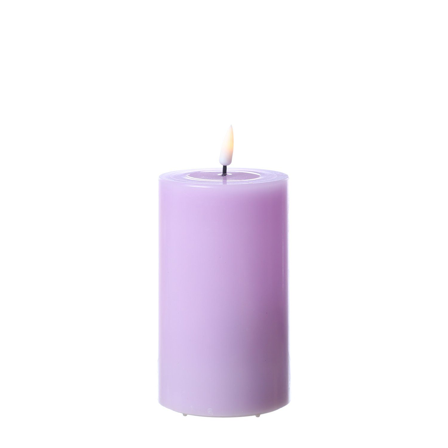 Deluxe Homeart LED-Kerze LED Kerze Mia Echtwachs 3D Flamme flackernd H: 12,5cm D:7,5cm lavendel (1-tlg)