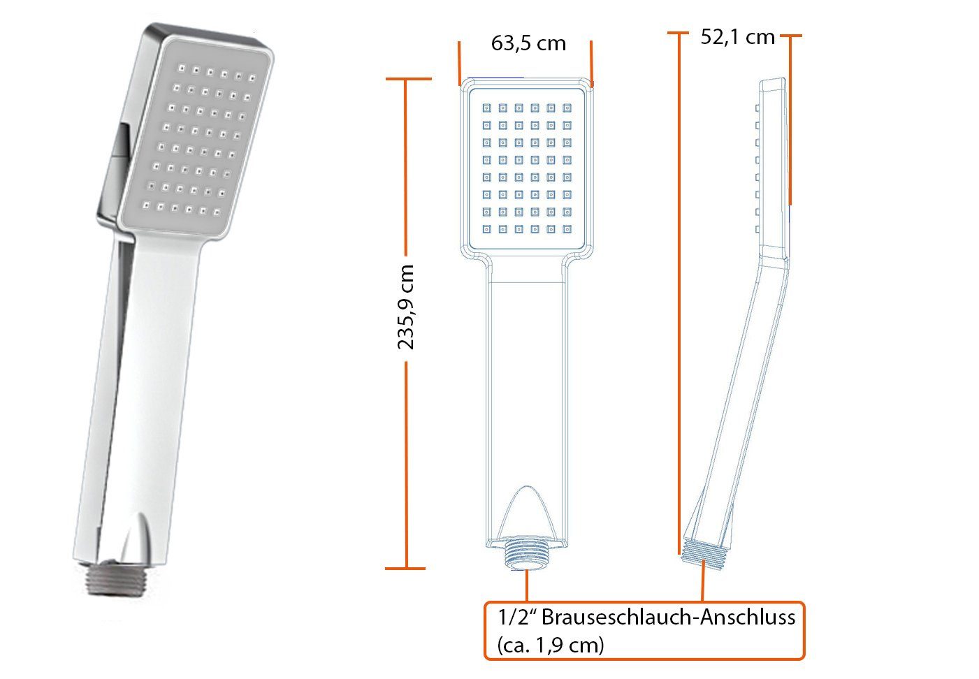 Eisl Duschsystem CALVINO, Höhe mit 120 Duschsystem mit Halterung,Chrom Thermostat, cm, und Schlauch Duschkopf