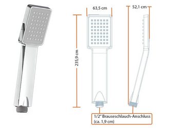 Eisl Duschsystem CALVINO, Höhe 120 cm, Duschsystem mit Thermostat, Duschkopf mit Schlauch und Halterung,Chrom