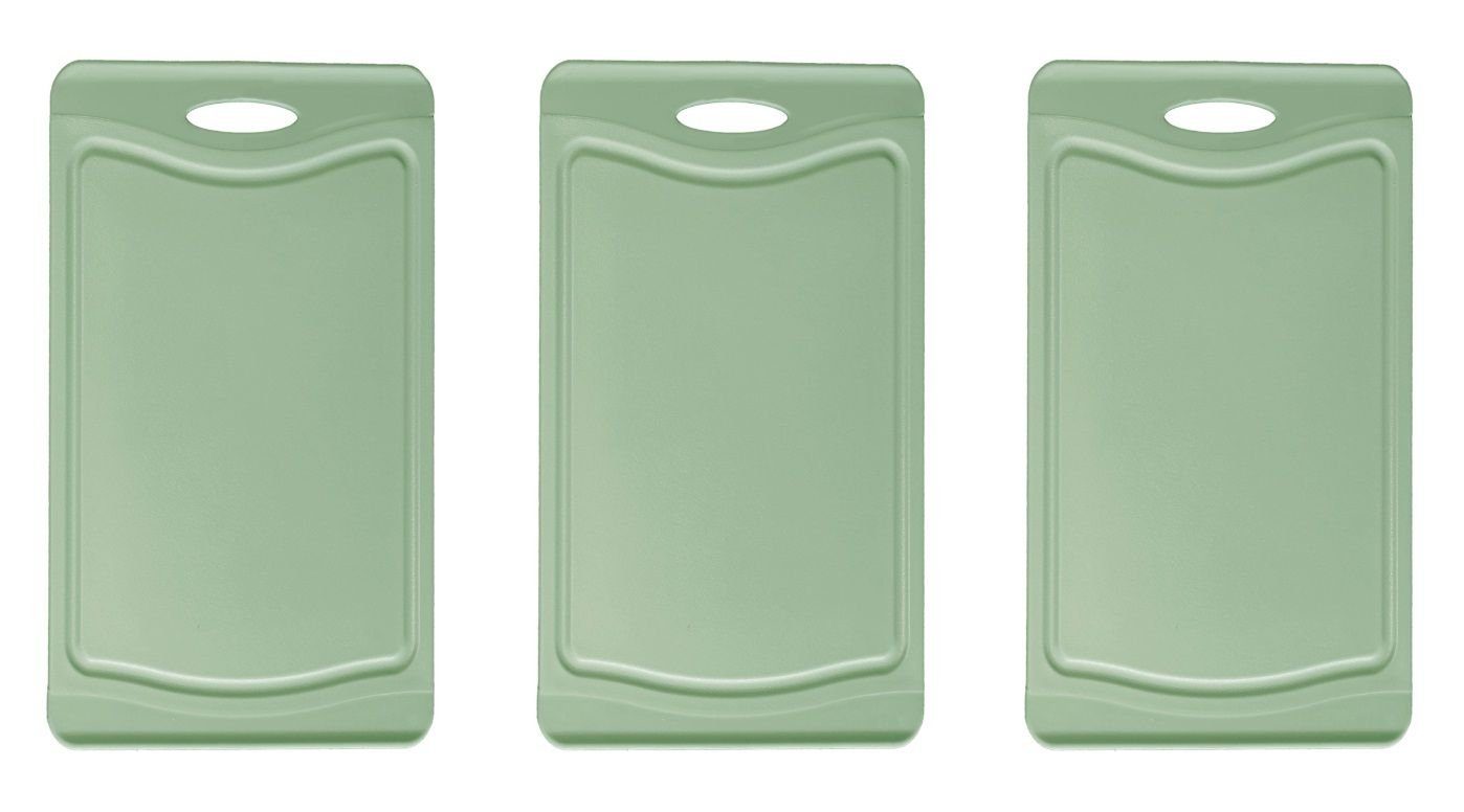 Steuber Schneidebrett, Kunststoff, (Set, 3-St), beidseitig verwendbar, mit Saftrinne, messerschonend Pastell-grün
