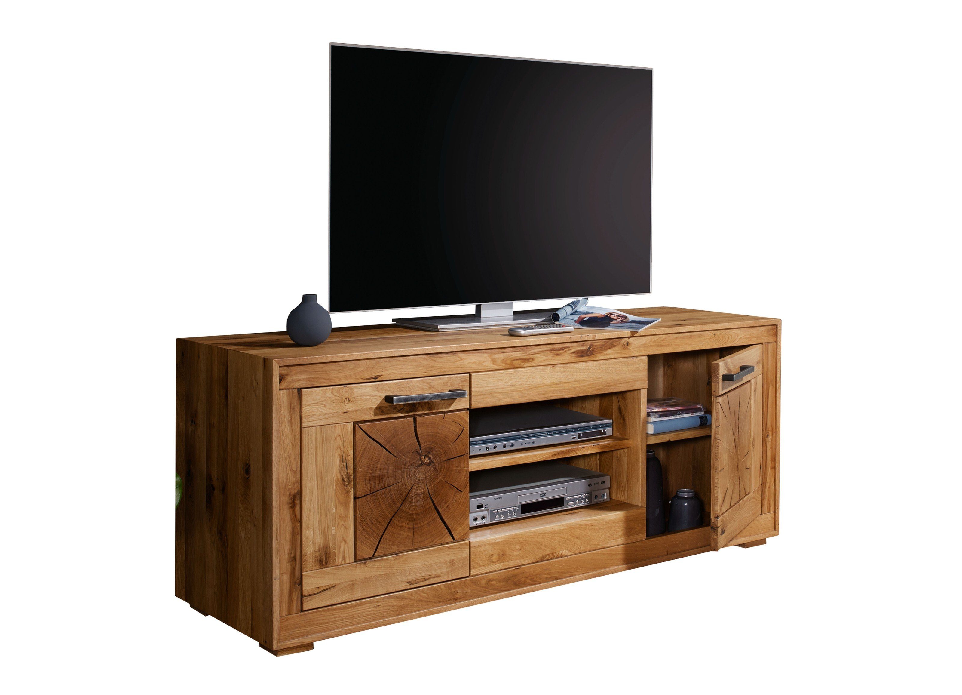 möbelando TV-Schrank WZ-0315 (BxHxT: 200x62,1x46 cm) aus Wildeiche in natur geölt mit 2 Türen